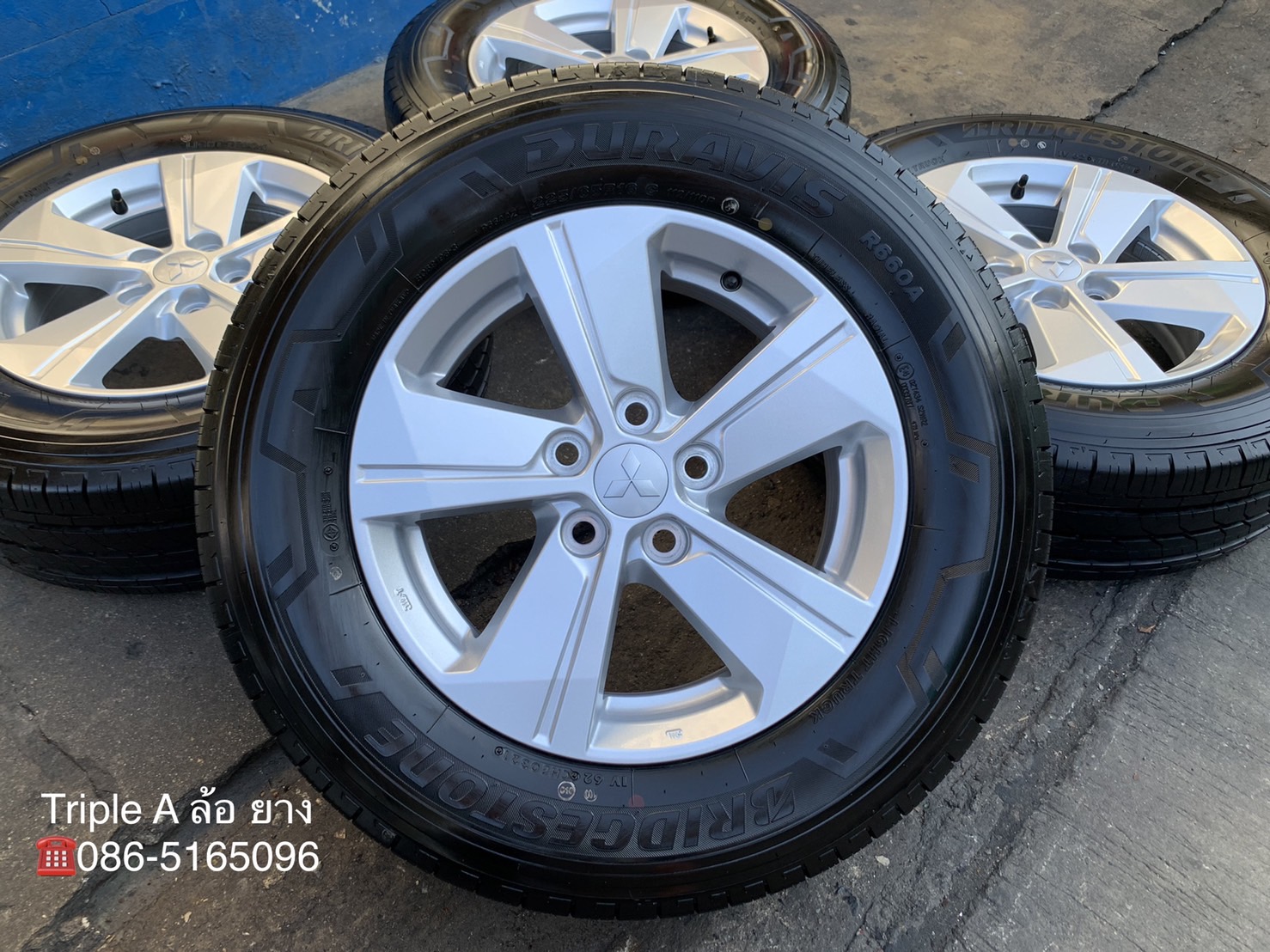 ล้อแม็กป้ายแดง Mitsu Triton รุ่นใหม่ล่าสุด ขอบ 16 พร้อมยางป้ายแดง 225-65-16 Bridgestone ปี 21