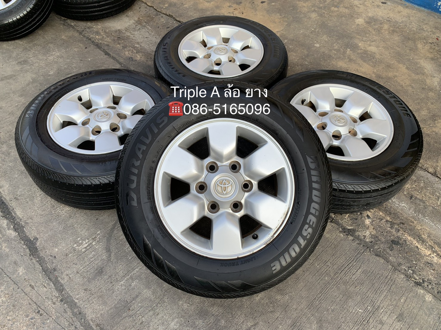 ล้อแม็ก 6รู139 Toyota Vigo ขอบ 15 พร้อมยาง 215-70-15 Bridgestone ปี 17