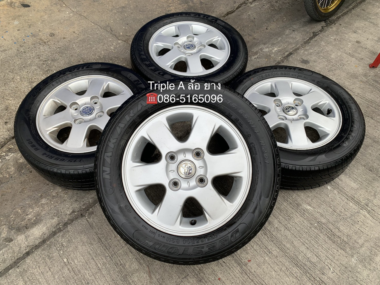 ล้อแม็ก 4รู114 Toyota Avanza ขอบ 14 พร้อมยาง 175-65-14 Deestone ปี 19