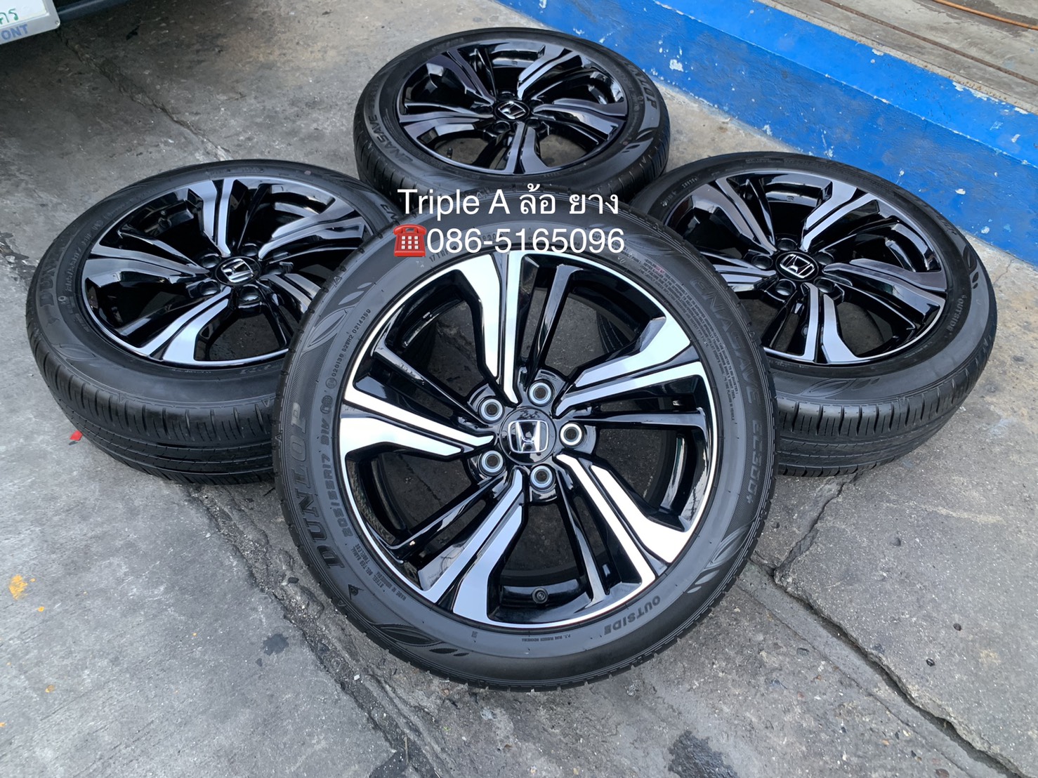 ล้อแม็ก 5รู114 Honda Civic Turbo RS ขอบ 17 พร้อมยางป้ายแดง 205-55-17 Dunlop ปี 20