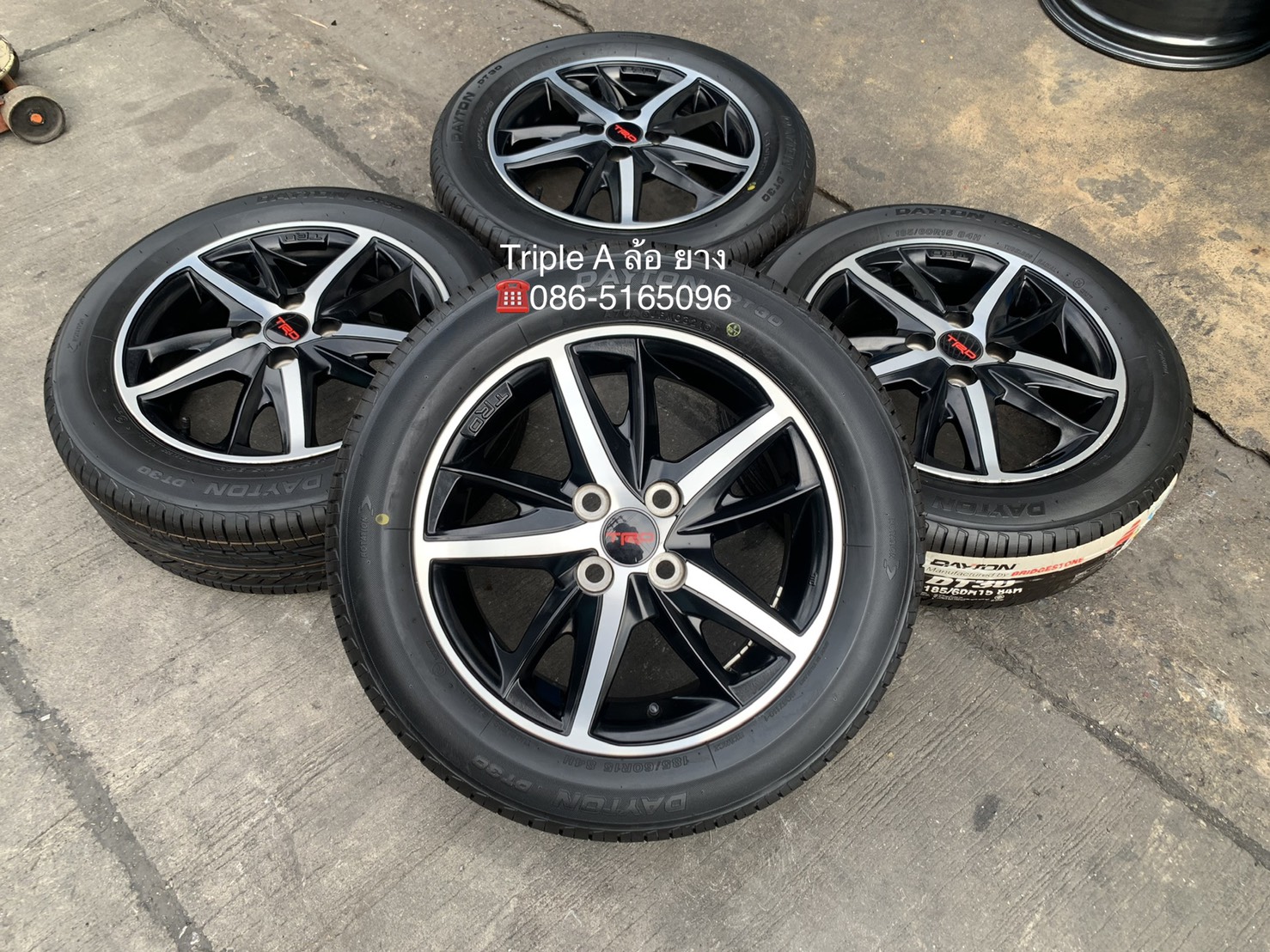 ล้อแม็ก Toyota Vios TRD แท้ ขอบ 15 พร้อมยางใหม่ 185-60-15 DAYTON Bridgestone ปี 21