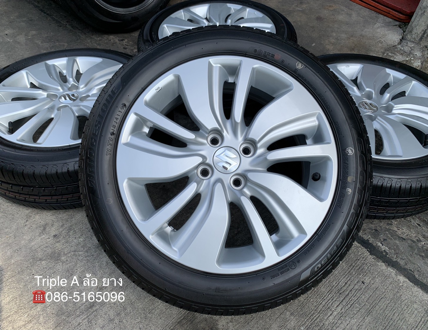ล้อแม็กป้ายแดง Suzuki Swift รุ่นใหม่ล่าสุด ขอบ 16 พร้อมยางใหม่ป้ายแดง 185-55-16 Bridgestone ปลายปี 1