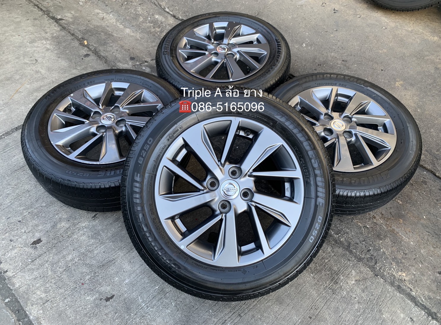 ล้อแม็ก Nissan Almera Sportech ขอบ 15 แถมยาง 185-65-15 Bridgestone ปี 18