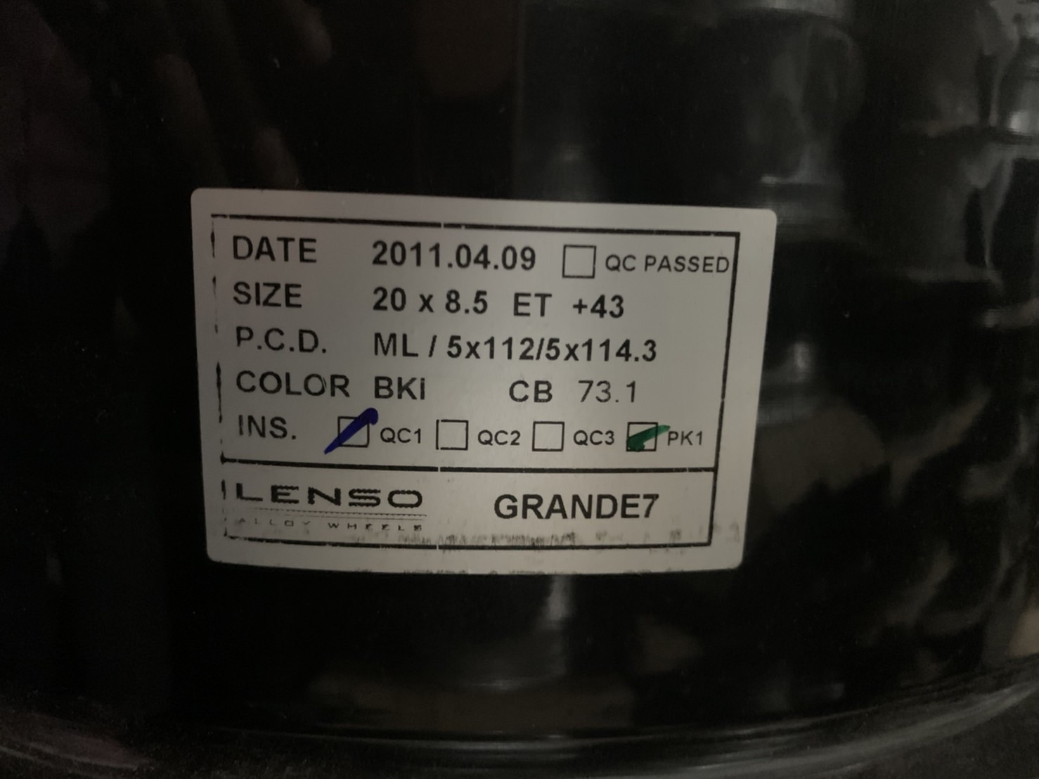 ล้อแม็ก 5รู112 5รู114 LENSO GRANDE 7 ขอบ 20 สีดำหน้าเงา