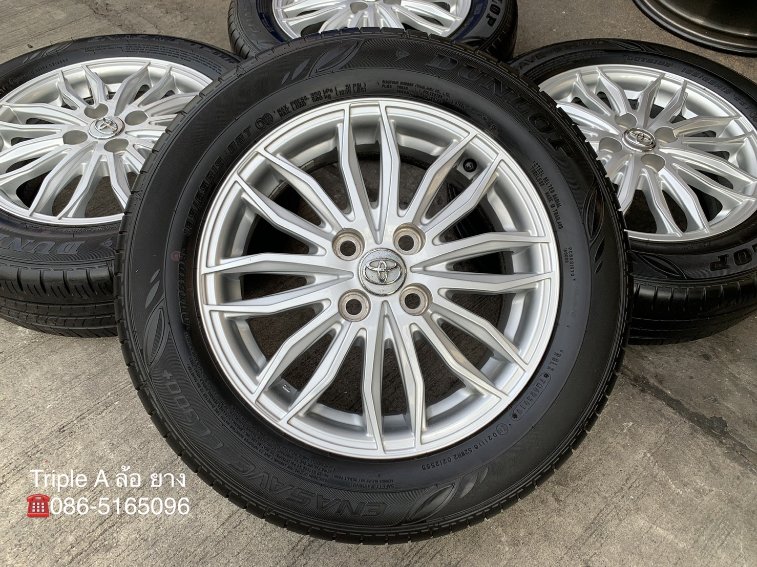 ล้อแม็ก Toyota Vios Exclusive รุ่นพิเศษ ขอบ 15 พร้อมยาง 185-65-15 Dunlop ปลายปี 19 ล้อแม็ก Toyota Vios Exclusive รุ่นพิเศษ ขอบ 15 พร้อมยาง 185-65-15 Dunlop ปลายปี 19