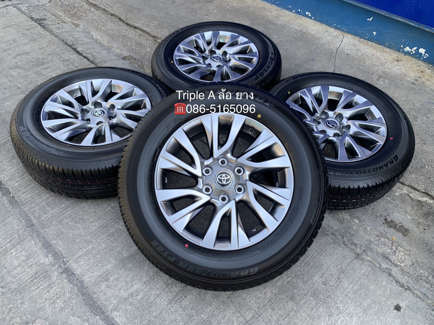 ล้อแม็กป้ายแดง Toyota Fortuner รุ่นใหม่ล่าสุด ขอบ18 สีไฮเปอร์ พร้อมยางใหม่ป้ายแดง 265-60-18 Dunlop ป