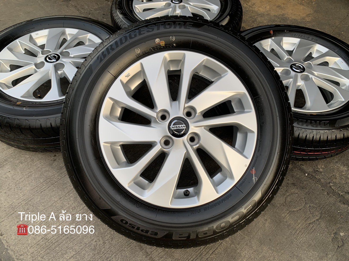 ล้อแม็กป้ายแดง Nissan Almera 2020 รุ่นใหม่ล่าสุด ขอบ 15 พร้อมยางใหม่ป้ายแดง 195-65-15 Bridgestone ปล