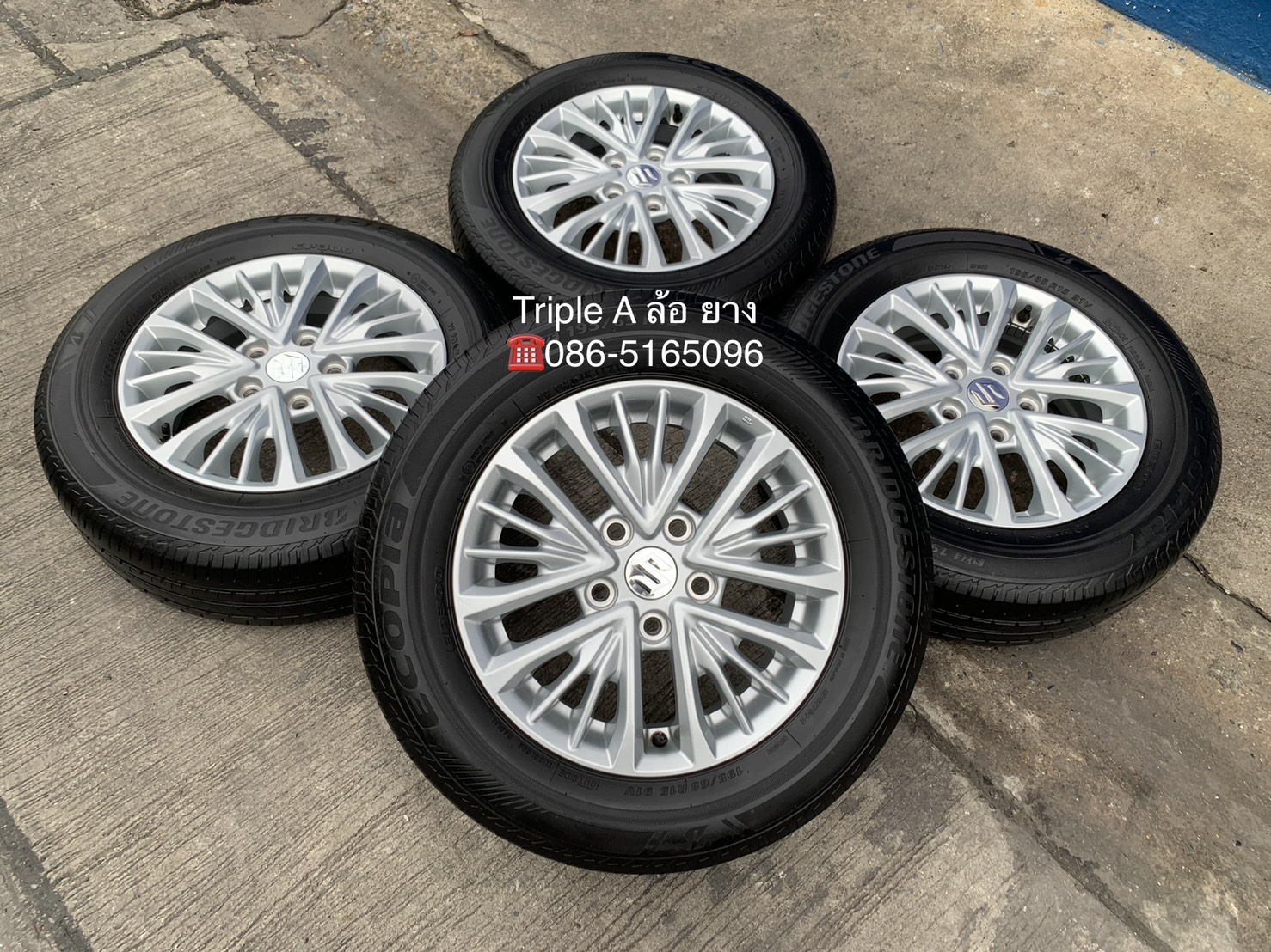ล้อแม็กป้ายแดง 5รู114 Suzuki Ertiga ขอบ 15 พร้อมยาง 195-65-15 Bridgestone ปลายปี17