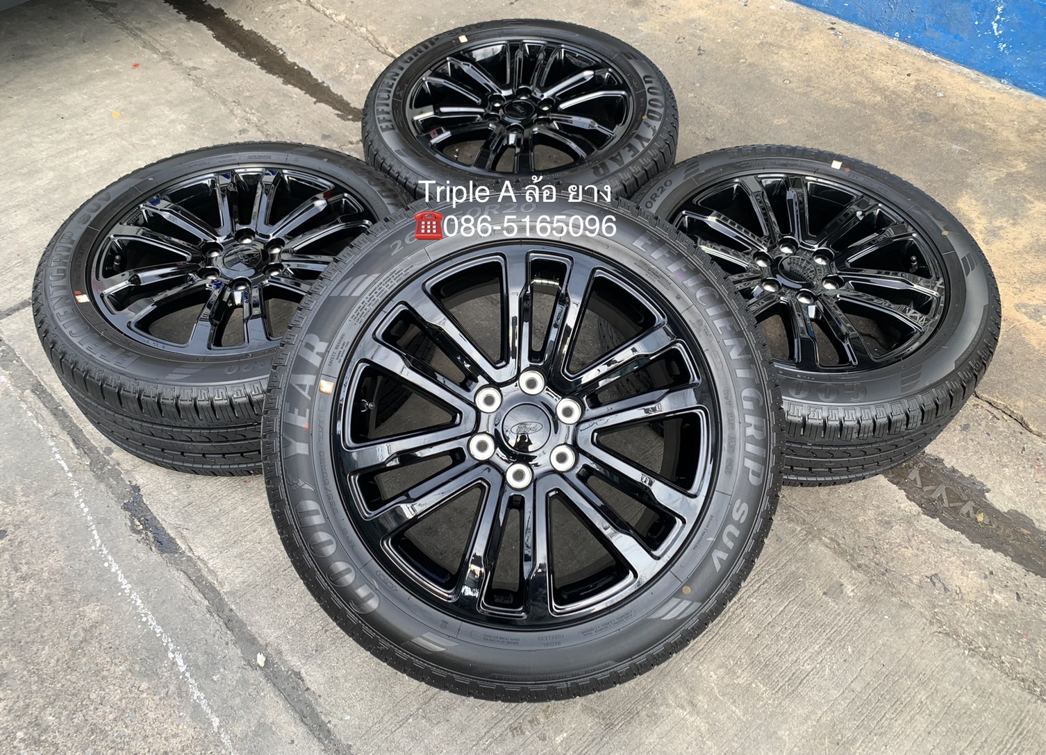 ล้อแม็กป้ายแดง Ford Everest รุ่นใหม่ล่าสุด ขอบ 20 สีดำแท้ พร้อมยางใหม่ป้ายแดง 265-50-20 GoodYear ปี 21 ใหม่กริ๊บๆ