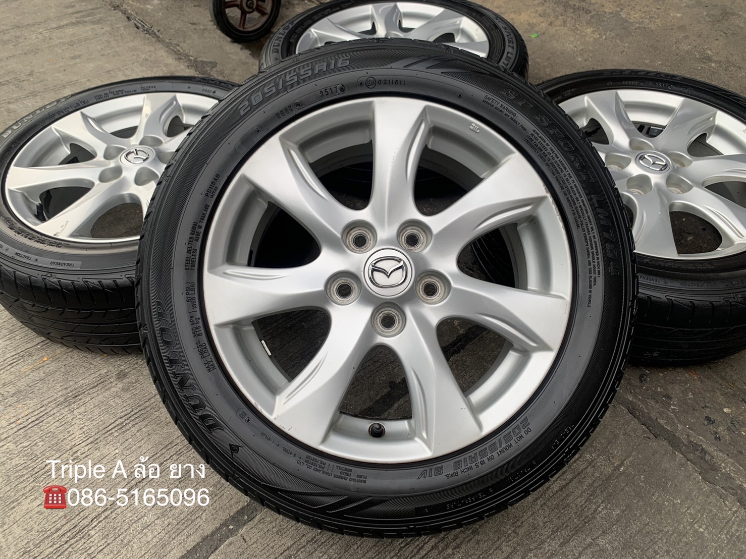 ล้อแม็ก Mazda 3 ขอบ 16 พร้อมยาง 205-55-16 Dunlop ปี 17 ล้อแม็ก Mazda 3 ขอบ 16 พร้อมยาง 205-55-16 Dunlop ปี 17
