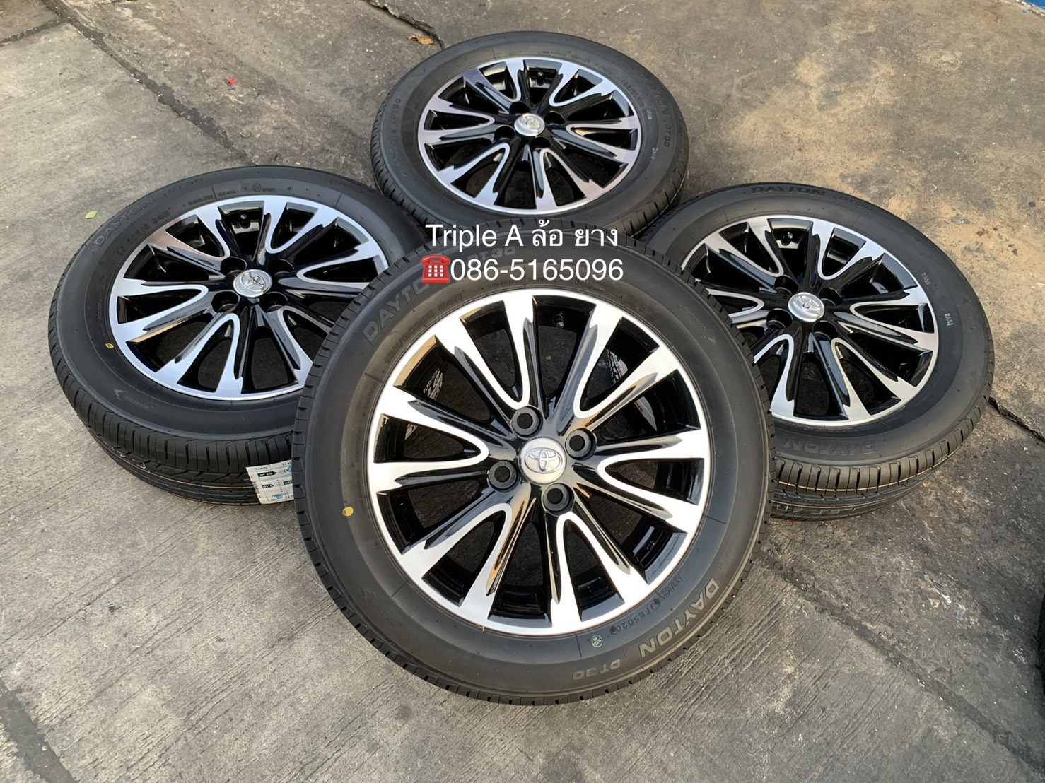 ล้อแม็ก Toyota Vios 12 ก้าน ขอบ 15 สีดำปัดหน้าเงา พร้อมยางใหม่ 185-60-15 DAYTON ปี 21 สวยกริ๊บๆ