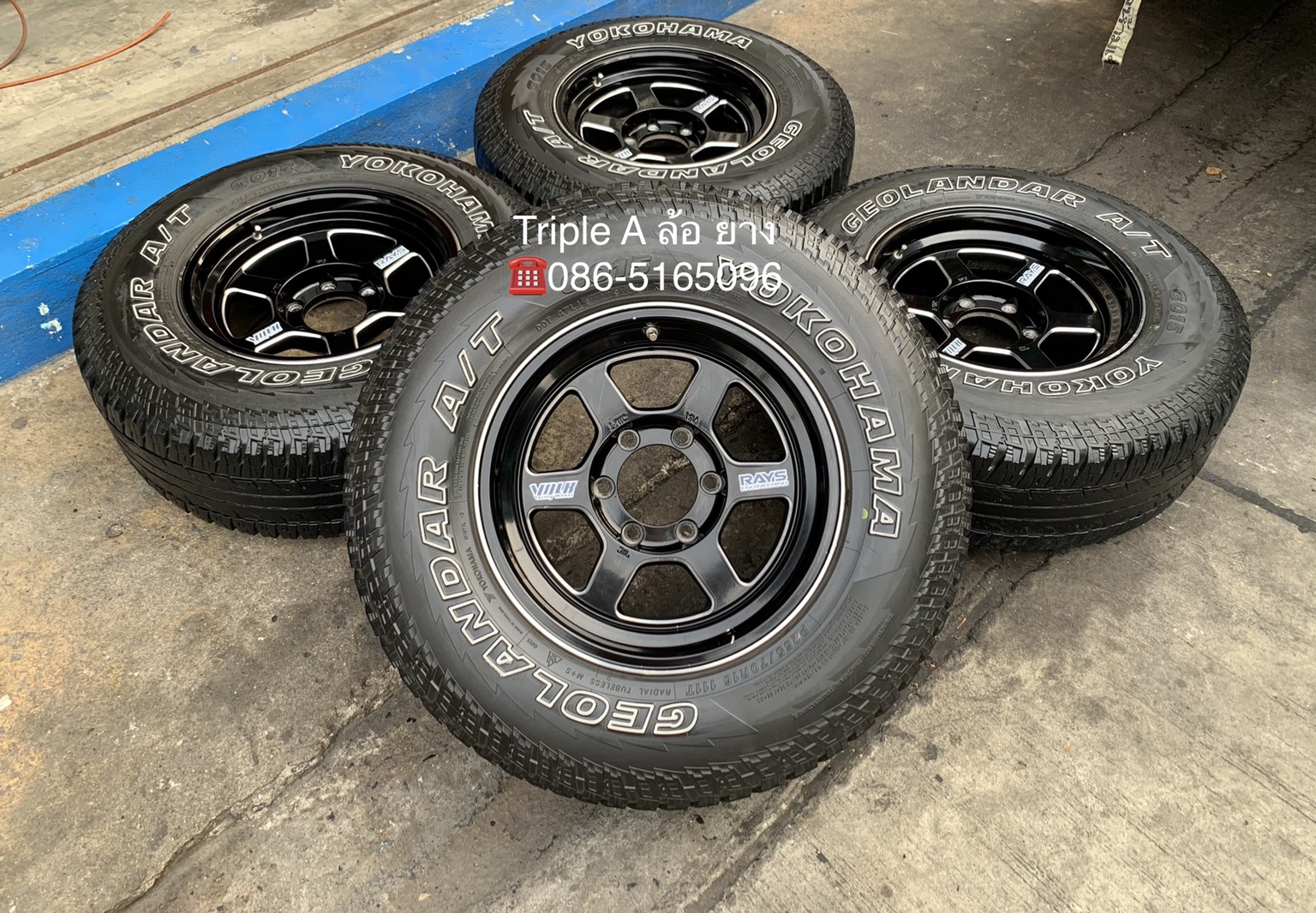 ล้อแม็ก TE37 ขอบ16 สีดำขอบเงา (งาน TAM ไทยแท้) พร้อมยาง 265-70-16 Yokohama ปี 16