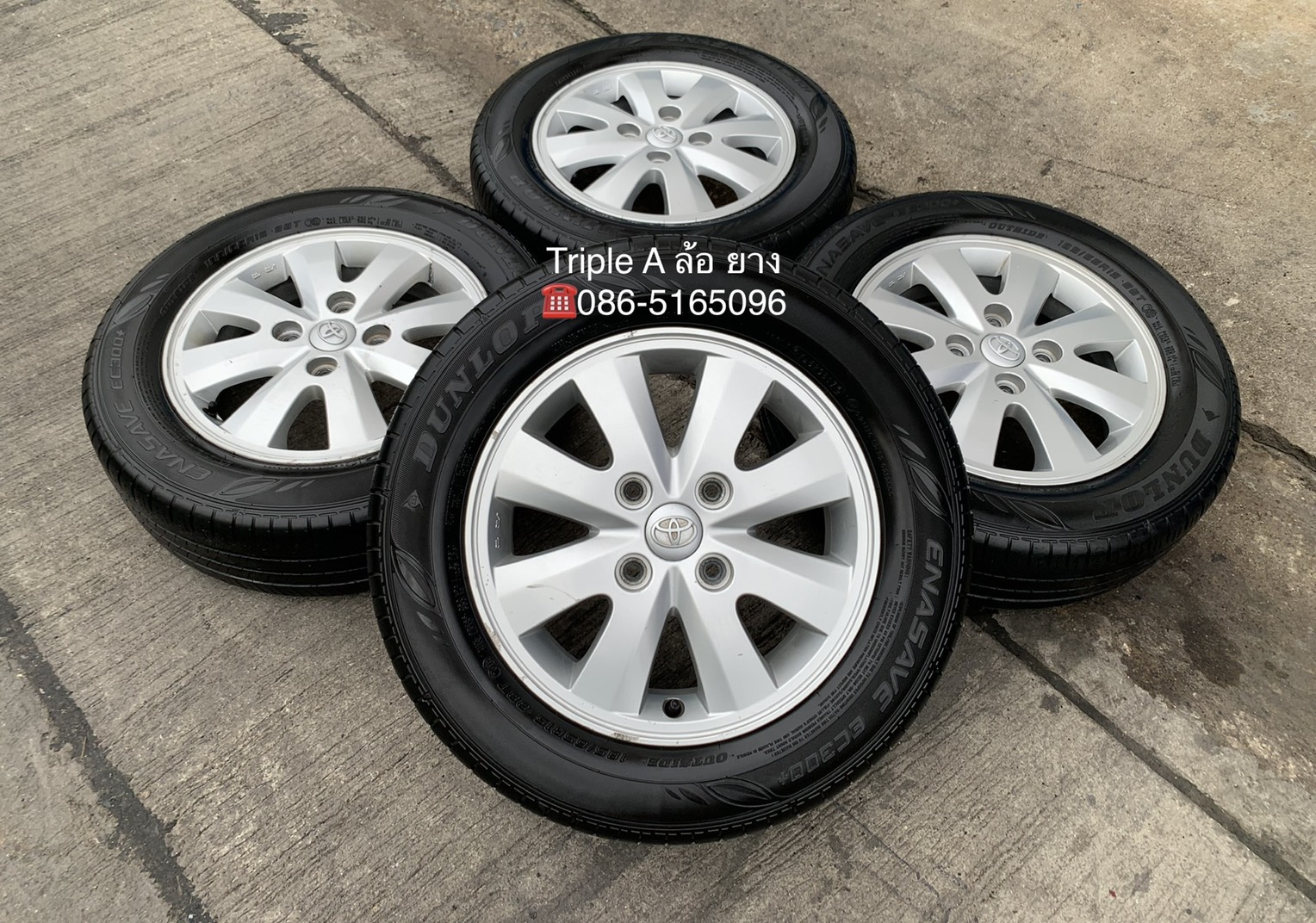 ล้อแม็ก 4รู114 Toyota Avanza ขอบ 15 พร้อมยาง 185-65-15 Dunlop ปลายปี 17