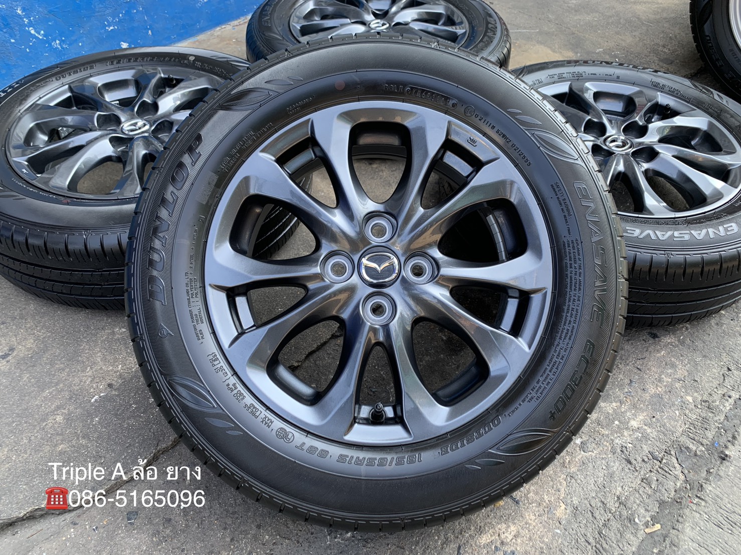 ล้อแม็ก Mazda 2 Skyactiv ขอบ 15 สีดำ มิดไนท์ พร้อมยาง 185-65-15 Dunlop ปลายปี 19 สภาพน้องๆป้ายแดง ล้อแม็ก Mazda 2 Skyactiv ขอบ 15 สีดำ มิดไนท์ พร้อมยาง 185-65-15 Dunlop ปลายปี 19 สภาพน้องๆป้ายแดง