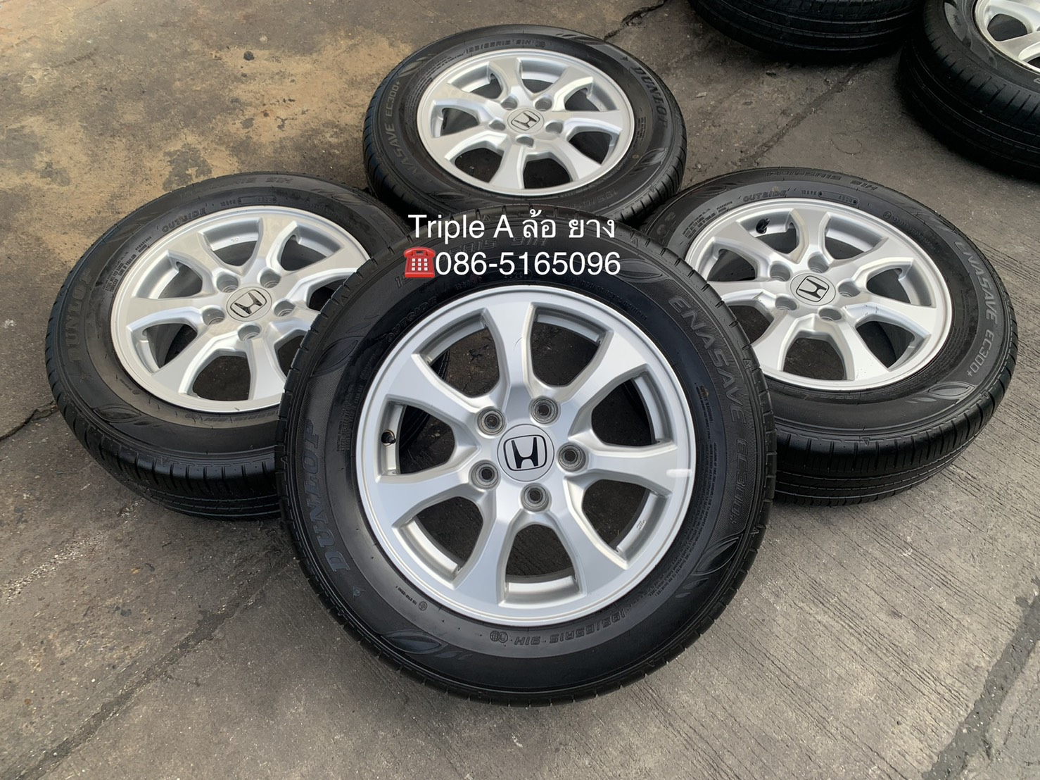 ล้อแม็ก 5รู114 Honda Civic FB ขอบ 15 พร้อมยางป้ายแดง 195-65-15 Dunlop ปลายปี 20
