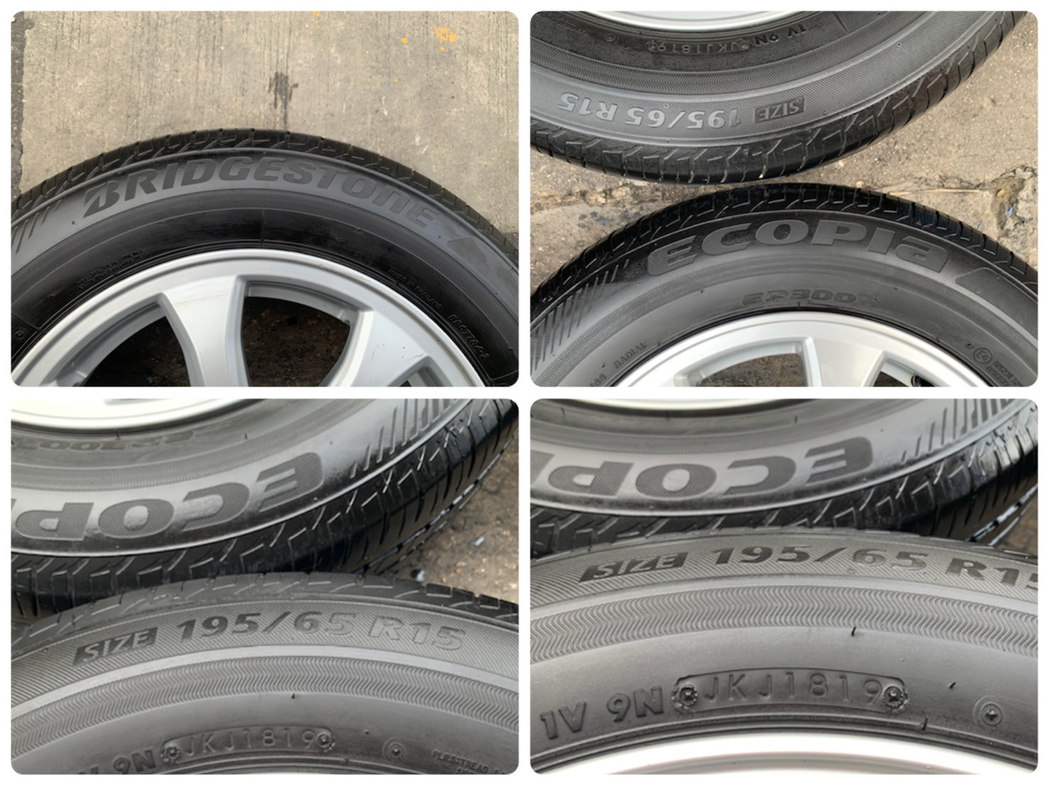 ล้อแม็ก 5รู114 Honda Civic FB ขอบ 15 พร้อมยาง 195-65-15 Bridgestone ปี 19