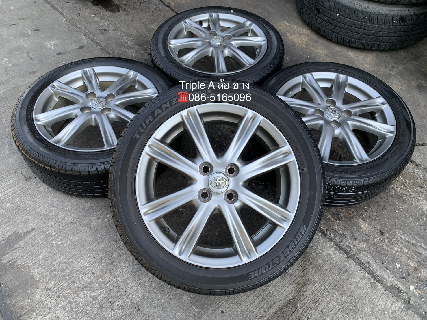 ล้อแม็ก Toyota Vios ตัวท็อป ขอบ 16 สีรมดำ พร้อมยาง 195-50-16 ปี 15