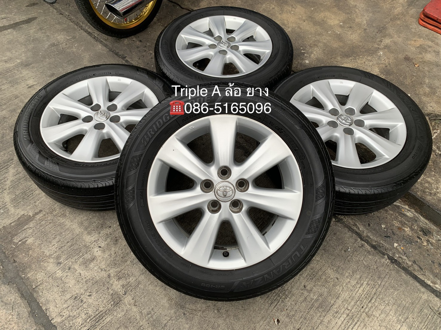 ล้อแม็ก 5รู100 Toyota Altis ขอบ 15 พร้อมยาง 195-60-15 Bridgestone ปลายปี 17
