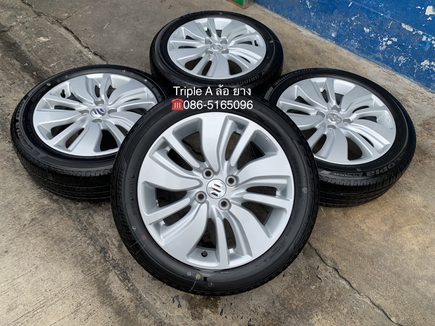 ล้อแม็กป้ายแดง Suzuki Swift รุ่นใหม่ล่าสุด ขอบ 16 พร้อมยางป้ายแดง 185-55-16 Bridgestone ปลายปี 19 สวยกริ๊บ