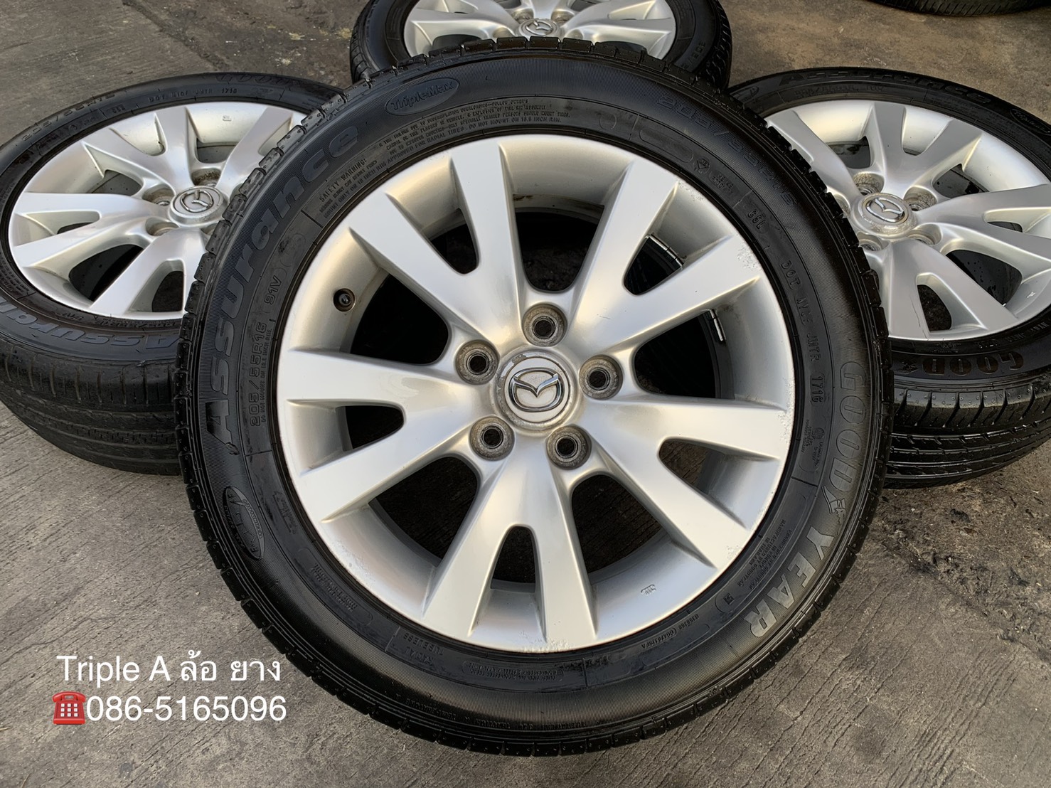 ล้อแม็ก 5รู114 Mazda 3 ขอบ 16 แถมยาง 205-55-16 Goodyear ปี 16 ล้อแม็ก 5รู114 Mazda 3 ขอบ 16 แถมยาง 205-55-16 Goodyear ปี 16
