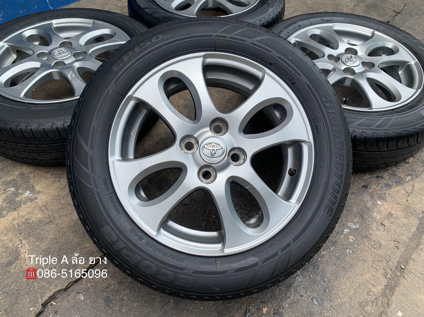 ล้อแม็ก Toyota Vios รุ่น ฉลอง 50 ปี ขอบ 15 สีรมดำ พร้อมยาง 185-60-15 Bridgestone ปี 18 ล้อแม็ก Toyota Vios รุ่น ฉลอง 50 ปี ขอบ 15 สีรมดำ พร้อมยาง 185-60-15 Bridgestone ปี 18