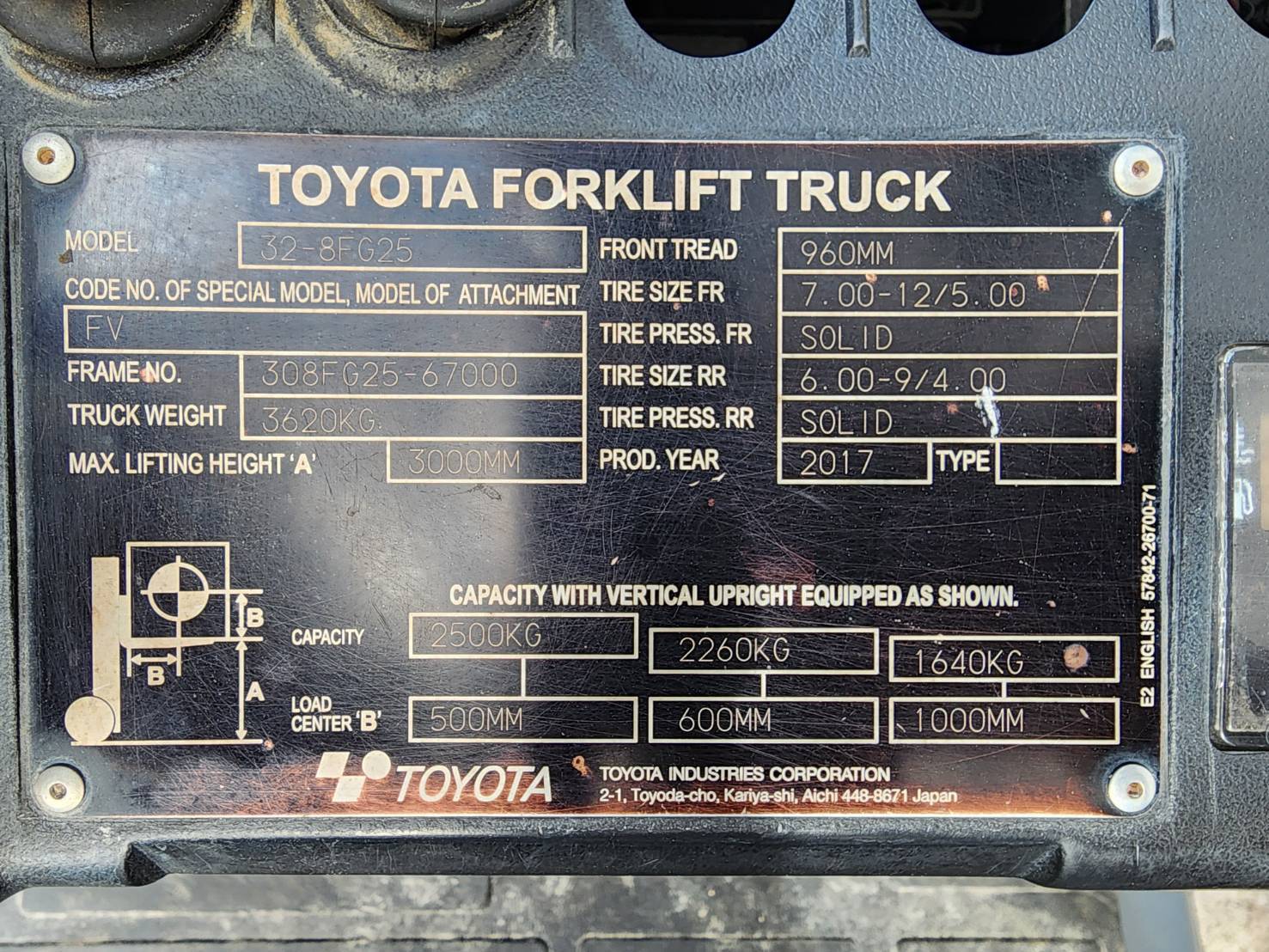 ขายด่วนน!! รถยก TOYOTA​-8FG25TV300AT เสา 3 เมตร เกียร์ ออโต้