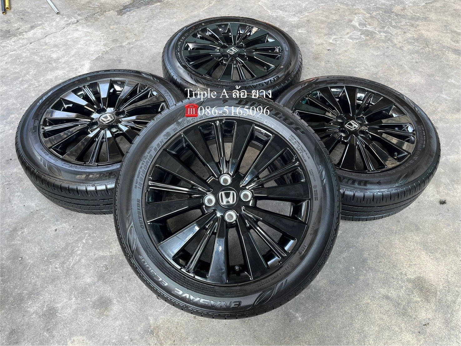 ล้อแม็ก Honda City Hatchback RS รุ่นใหม่ล่าสุด ขอบ 16 สีดำ พร้อมยาง 185-60-16 Dunlop ปี 24