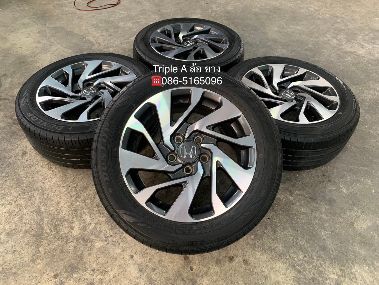 ล้อแม็ก Honda Civic FC ขอบ 16 เทาหน้าเงา แถมยาง 215-55-16 Dunlop ปลายปี 20