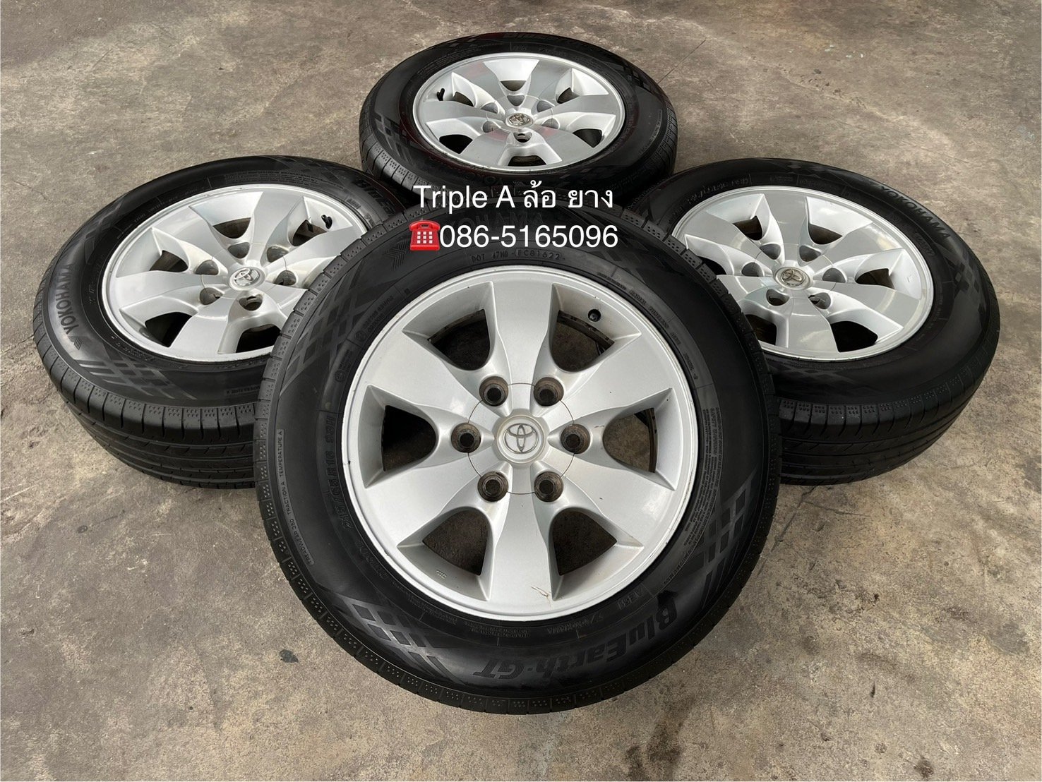 ล้อแม็ก 6รู139 Toyota ขอบ 16 พร้อมยาง 215-65-16 Yokohama ปี 22