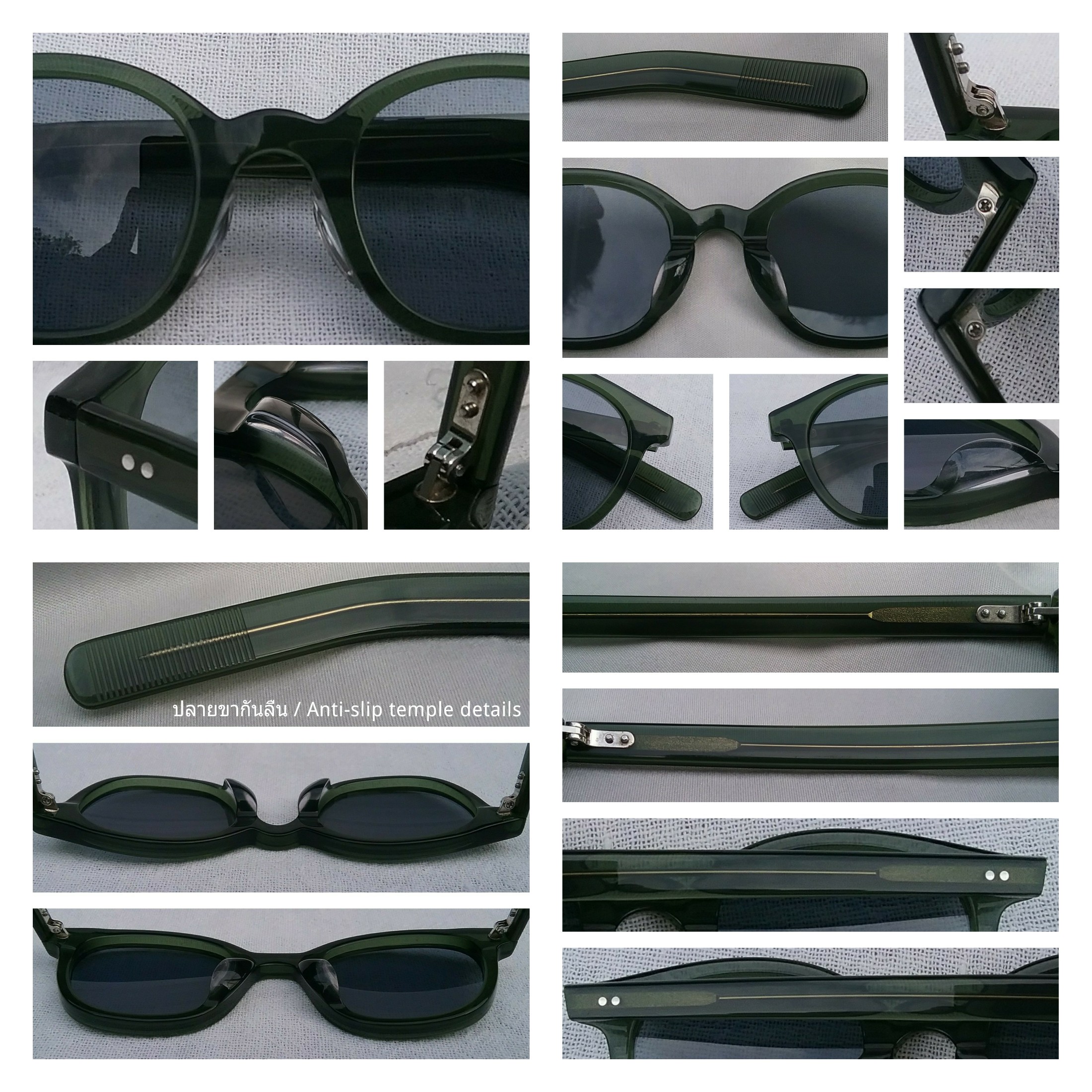 แว่นตาหัตถศิลป์ญี่ปุ่นเกรดพรีเมียม เก่าเก็บทศวรรษ 2010 ราคานักศึกษา กรอบอะซีเทต-โปร่งแสง-สีเขียวนายพราน-Hunter Green ประดับหมุดโลหะสีเงิน 4 ตำแหน่ง แป้นจมูก-ยกสูงสำหรับคนเอเชีย ปลายขาออกแบบกันลื่น เลนส์กระจกคริสตัล สีเทาท้องฟ้า มองเห็นดวงตาผู้สวมใส่ Authentic JAPANESE EYEGLASSES handcrafted in Japan แว่นตาหัตถศิลป์ญี่ปุ่นเกรดพรีเมียม เก่าเก็บทศวรรษ 2010 ราคานักศึกษา กรอบอะซีเทต-โปร่งแสง-สีเขียวนายพราน-Hunter Green ประดับหมุดโลหะสีเงิน 4 ตำแหน่ง แป้นจมูก-ยกสูงสำหรับคนเอเชีย ปลายขาออกแบบกันลื่น เลนส์กระจกคริสตัล สีเทาท้องฟ้า มองเห็นดวงตาผู้สวมใส่ Authentic JAPANESE EYEGLASSES handcrafted in Japan