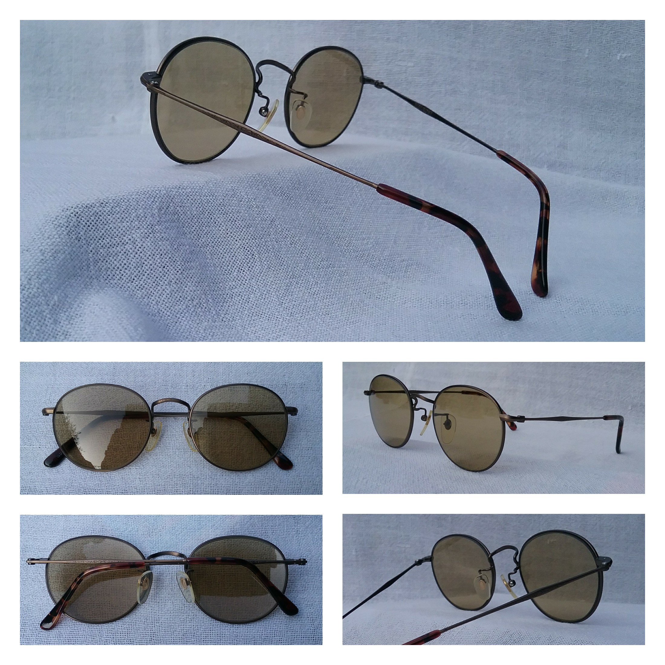 แว่นตาอาร์ติสท์-หยดน้ำ-แพนโต้-จอห์น เลนนอน เมลโรส มือหนึ่ง สต็อกเก่าประเทศญี่ปุ่นทศวรรษ 1990 งานทองด้านเดินลาย โบนัสพิเศษ เลนส์กระจกคริสตัล หายาก สีกากี–สว่าง มองเห็นดวงตาผู้สวมใส่ ขนาดมาตรฐานโมเดลนี้ 134mm Vintage MELROSE handmade in the 1990s in Japan