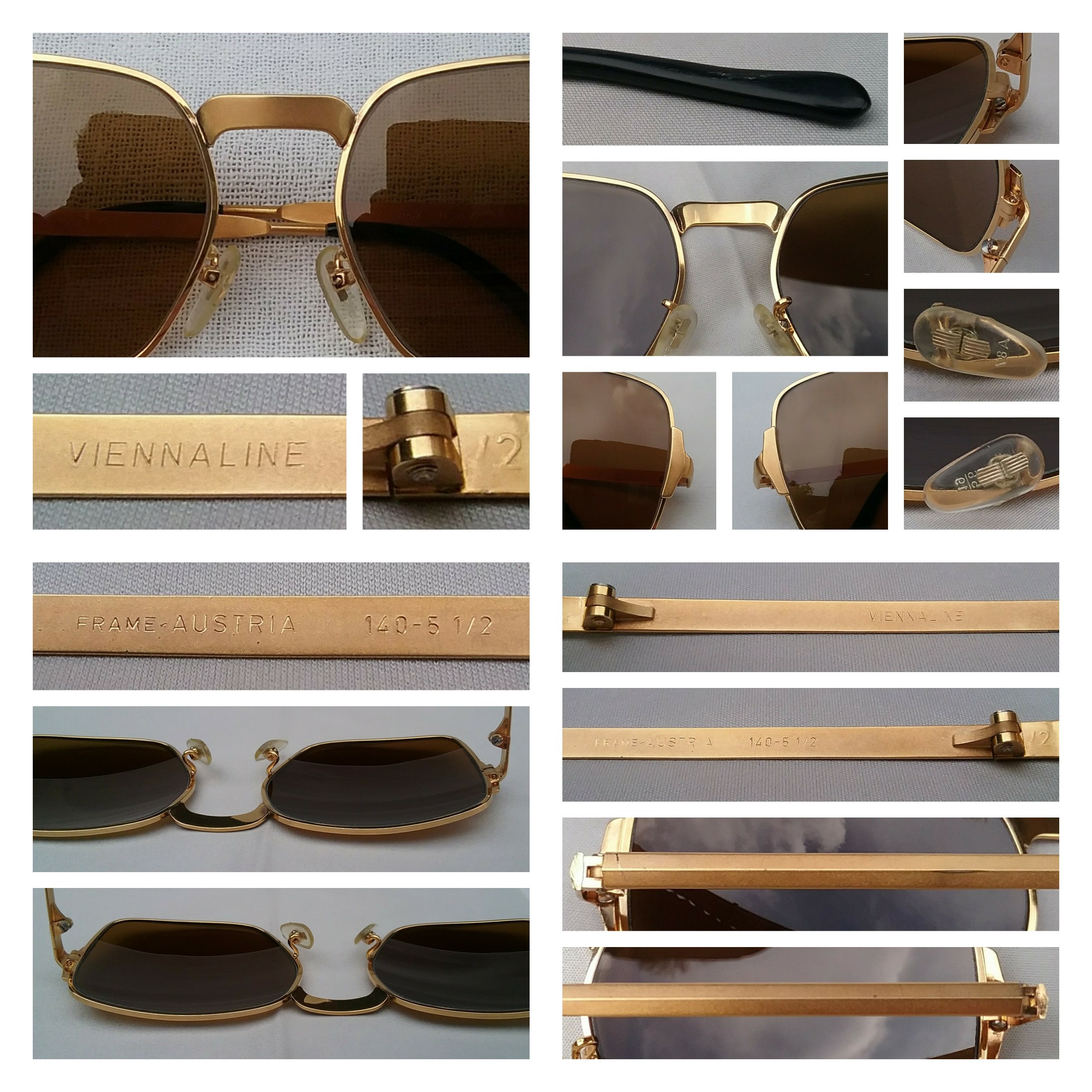 แว่นตาออสเตรียแฮนด์เมด ช่างฝีมือดีที่สุดของโลก เวียนนาไลน์ ราคาพิเศษ กรอบทอง KGP สีน้ำผึ้ง-Honey Gold Frame หายาก เก่าเก็บทศวรรษ 1970 เลนส์กระจกคริสตัล สีน้ำตาลคาราเมล ขนาดมาตรฐาน 143mm Vintage VIENNALINE Handmade in the 1970s in Vienna, Austria
