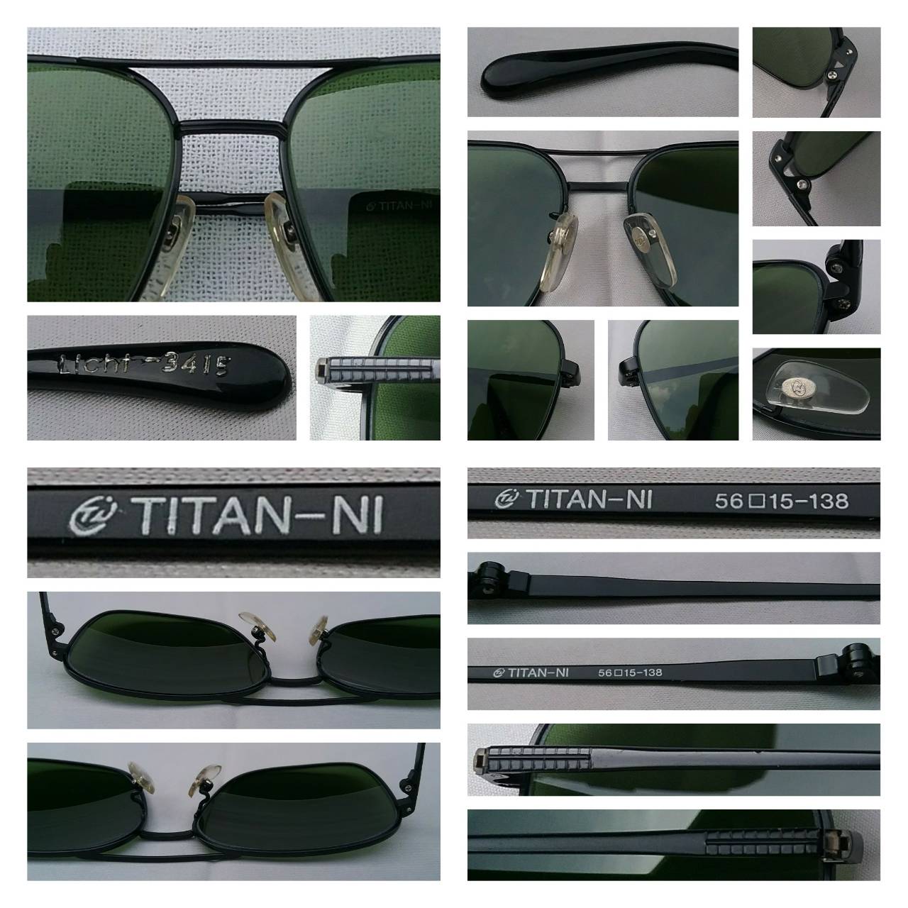 แว่นตาระดับไฮ-เอนด์ของประเทศญี่ปุ่น ไททาเนียมบริสุทธิ์-สิงห์ดำ 'ลิชต์' เจแปนิสแฮนด์เมดทศวรรษ 2000's โมเดลคลาสสิค 'สี่เหลี่ยม-นักบิน' เลนส์กระจกคริสตัล 'สีเขียวใบสน' (Pine Green) ขนาดมาตรฐาน 140mm สภาพเทพ/เก่าเก็บ/งามกริ๊บ! Vintage LICHT handmade in Japan