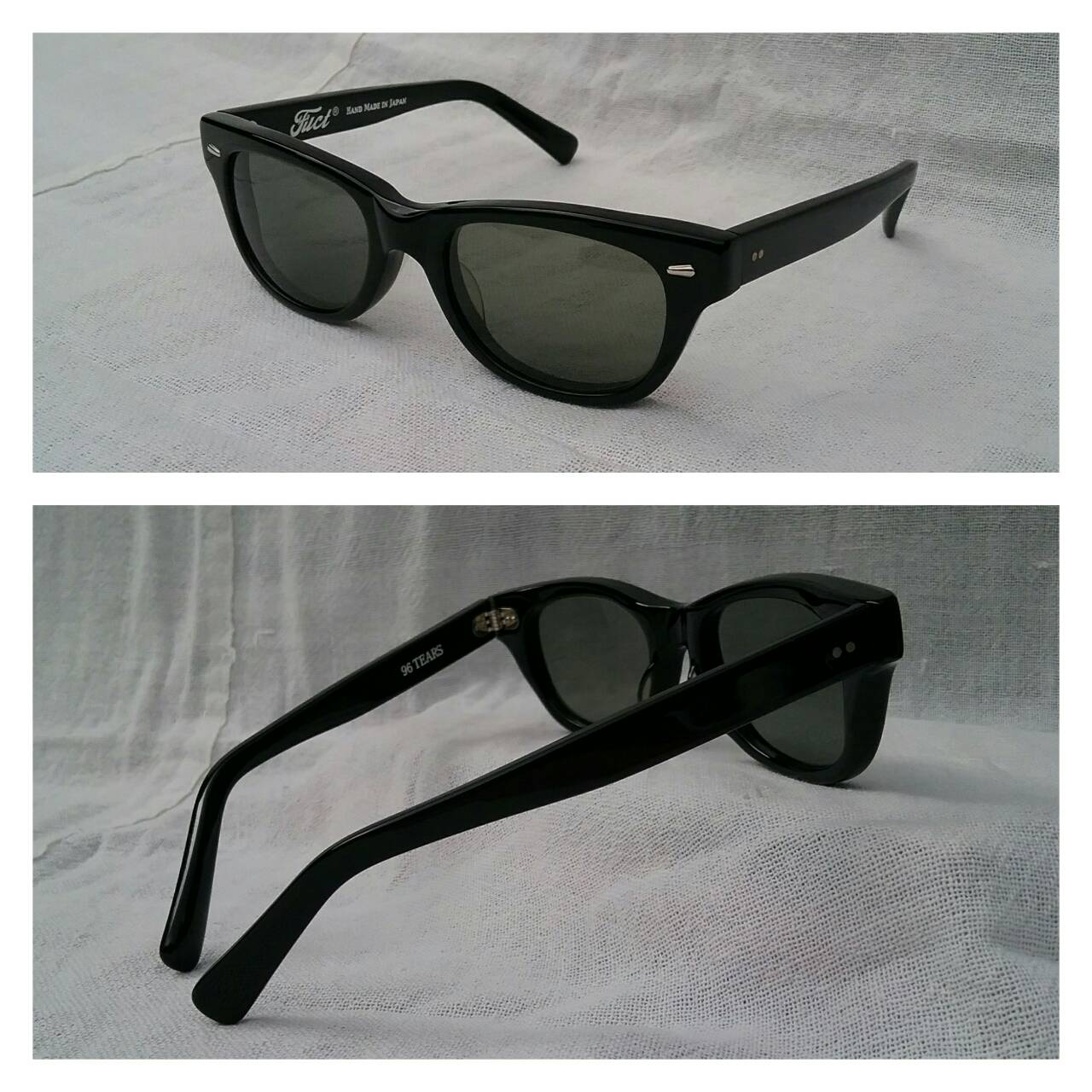 แว่นตาเจแปนิสแฮนด์เมคทศวรรษ 2010's  ราคาพิเศษ !  'มุมแว่น' และ 'ก้านขา'  ประดับ 'หมุดโลหะสีเงิน' ในแบบนิวเวย์ฟาเรอร์สไตล์  สภาพเทพ / เก่าเก็บ / งามกริ๊บ !  เลนส์กระจกคริสตัล 'สีเทาควันไฟ'  Authentic FUCT handmade in the 2010's in Japan