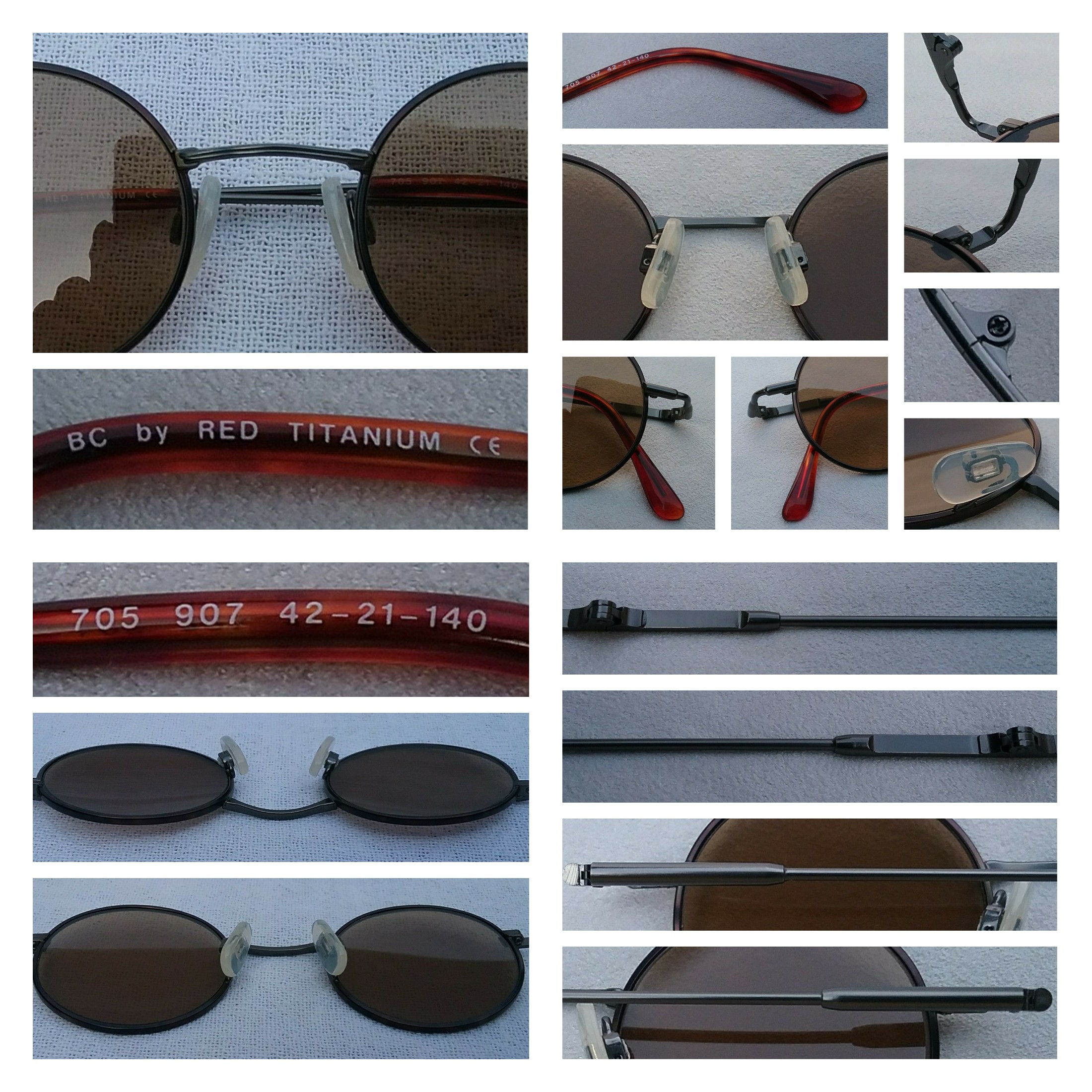 แว่นตาอาร์ติสท์-หยดน้ำ-วงกลมเล็ก-จอห์น เลนนอน บีซี โดย เรด ไททาเนียม มือหนึ่ง สต็อกเก่าประเทศญี่ปุ่นทศวรรษ 1990 กรอบไททาเนียมบริสุทธิ์-สิงห์ดำ หายาก เลนส์กระจกคริสตัล สีกากี-สว่าง ขนาดมาตรฐานโมเดลนี้ 127mm Vintage BC by RED TITANIUM handmade in the 1990s in Japan