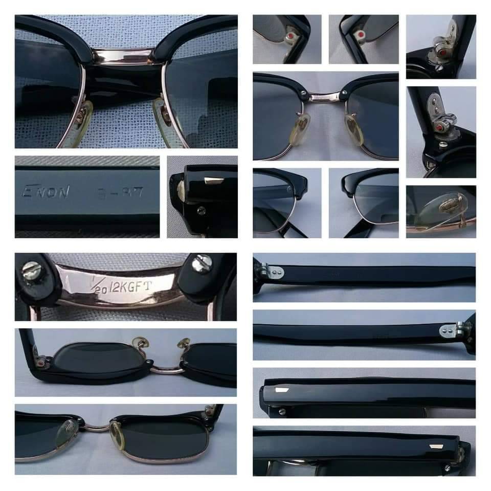 แว่นตาทองโกลด์ฟิลด์ 12K ล้ำค่า สัดส่วนทองคำบริสุทธิ์ 50% 'เอ-น่อน' เจแปนิสแฮนด์เมดทศวรรษ 1960's สภาพเทพ/เก่าเก็บ/งามกริ๊บ โมเดลคลาสสิค 'สี่เหลี่ยม-โบรว์ไลน์-นายกสโมสร' เลนส์กระจกคริสตัล หายาก 'สีเทาท้องฟ้า' มองเห็นดวงตาผูสวมใส่ Vintage ENON OPTICAL handmade in the 1960's in Japan