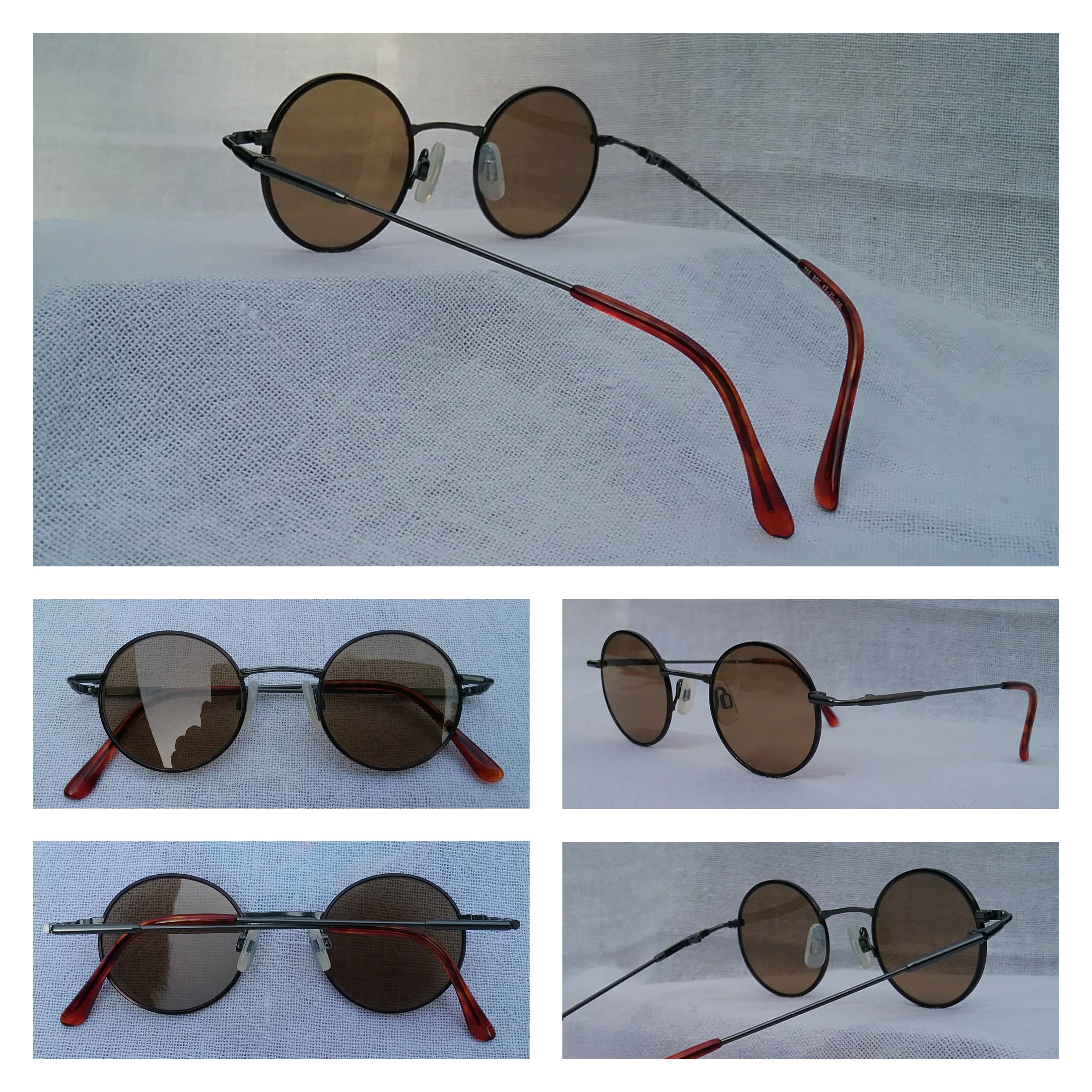 แว่นตาอาร์ติสท์-หยดน้ำ-วงกลมเล็ก-จอห์น เลนนอน บีซี โดย เรด ไททาเนียม มือหนึ่ง สต็อกเก่าประเทศญี่ปุ่นทศวรรษ 1990 กรอบไททาเนียมบริสุทธิ์-สิงห์ดำ หายาก เลนส์กระจกคริสตัล สีกากี-สว่าง ขนาดมาตรฐานโมเดลนี้ 127mm Vintage BC by RED TITANIUM handmade in the 1990s in Japan