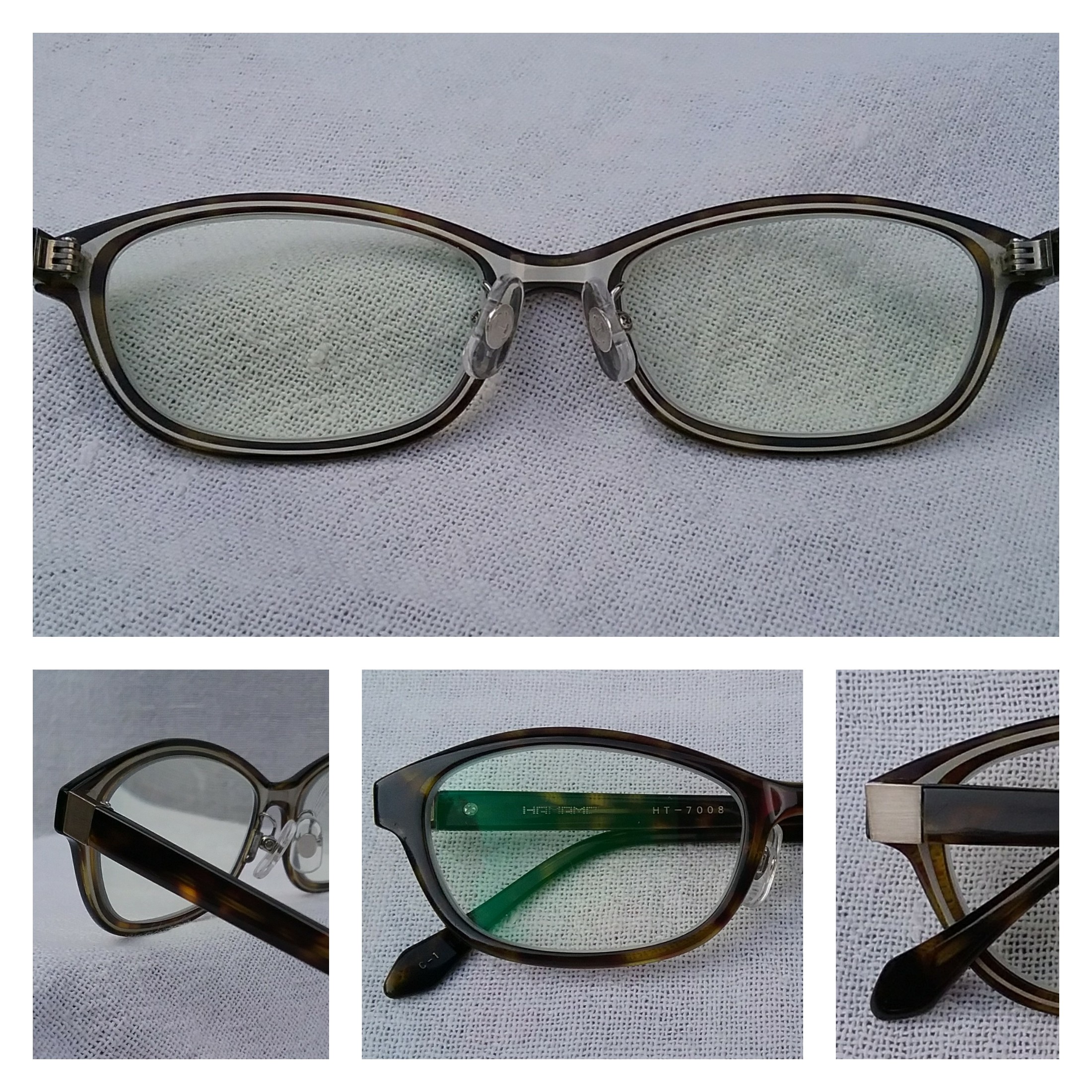 แว่นตายอดฝีมือจากเมืองซาบาเอะ - ราชธานีแห่งแว่นตาของญี่ปุ่น  กรอบ 'อะซีเทต อนุพันธุ์เส้นใยฝ้าย ลายกระ' ฝังแผ่นโลหะ 'ไททาเนียมบริสุทธิ์'  ☆☆☆ โบนัสพิเศษ : เลนส์ บลู โพรเทค มัลติโค้ท ใสปิ๊ง ค่าสายตา +150  ป้องกันแสงสีฟ้า (Blue Protect)   Authentic HAMAMOTO handmade in the 2010's in Sabae, Japan