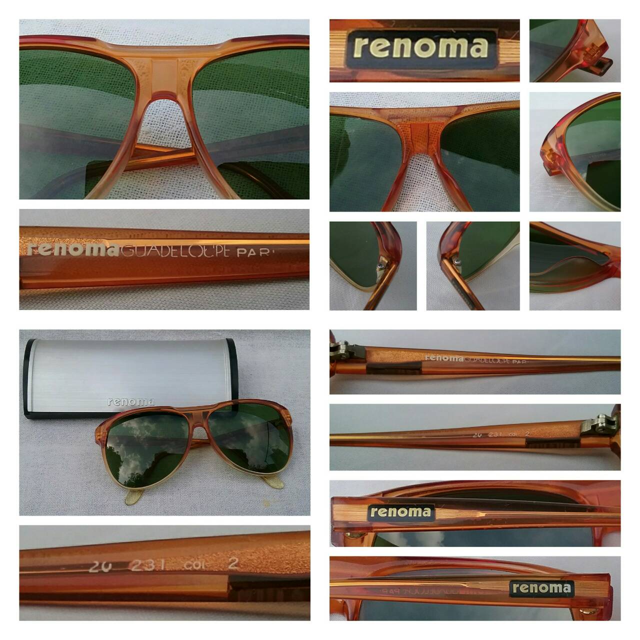 แว่นตาสายพันธุ์ปาริเซียนทศวรรษ 1980's  โมเดลอะซีเทตในดวงใจของ เอลวิส เพรสลีย์, บรูซ ลี, โรเบิร์ต เดอ นีโร, จอห์นนี เดปป์  เลนส์กระจกคริสตัล 'สีเขียวธรรมชาติ'  ราคาพิเศษ !  Vintage RENOMA PARIS handmade in the 1980's in Japan