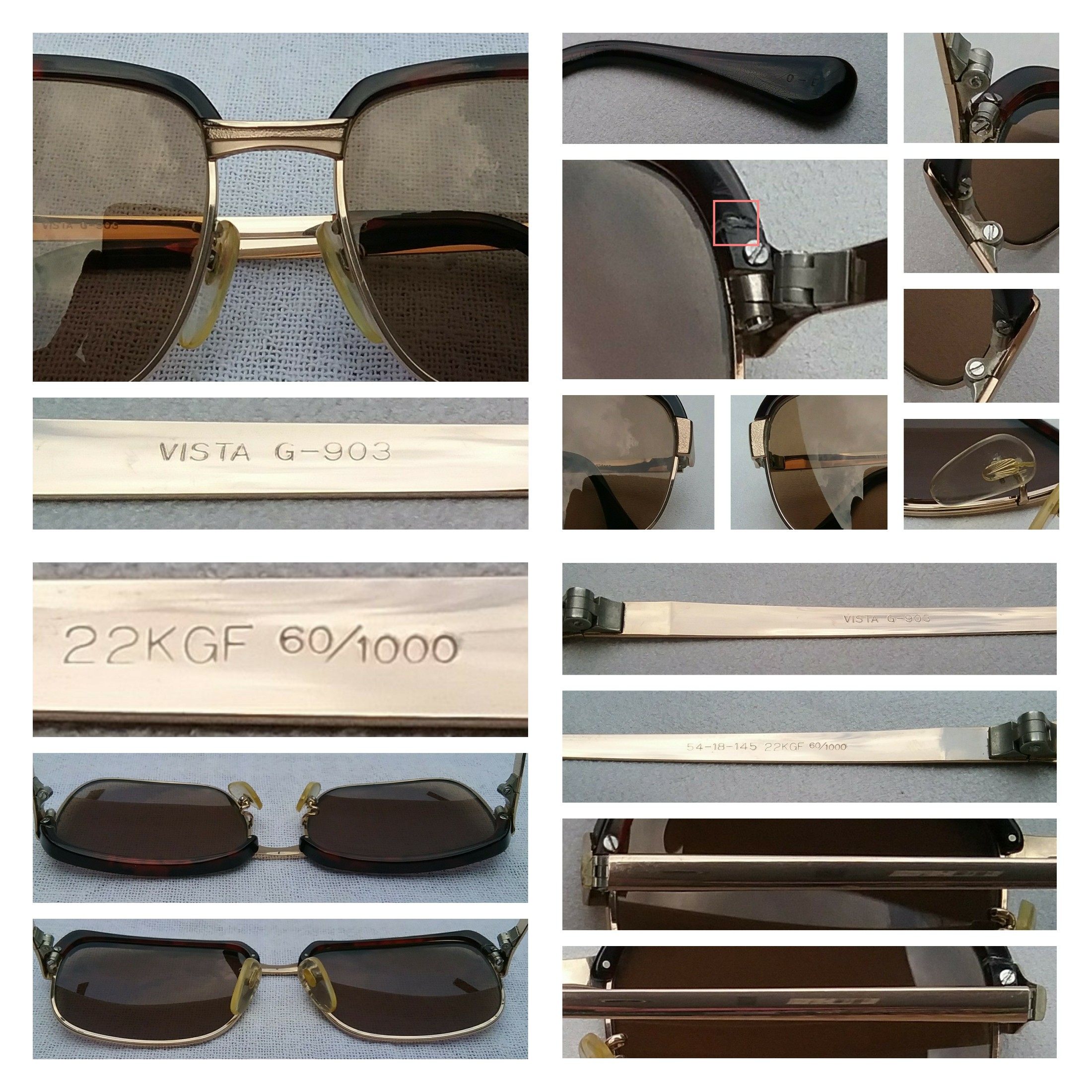 ที่สุดแห่งโคตรแว่นตาเจ้าบุญทุ่ม ทองโกลด์ฟิลด์ 22K หายาก สัดส่วนทองคำบริสุทธิ์ 91.66 เปอร์เซนต์ วิสต้า ราคาเจ้าของเหมืองมาเอง เก่าเก็บทศวรรษ 1970 โมเดลคลาสสิค สี่เหลี่ยม-โบรว์ไลน์-คลับมาสเตอร์-นายกสโมสร เลนส์กระจกคริสตัล สีกากี-สว่าง ขนาดมาตรฐาน 135mm Vintage VISTA handmade in the 1970s in Japan