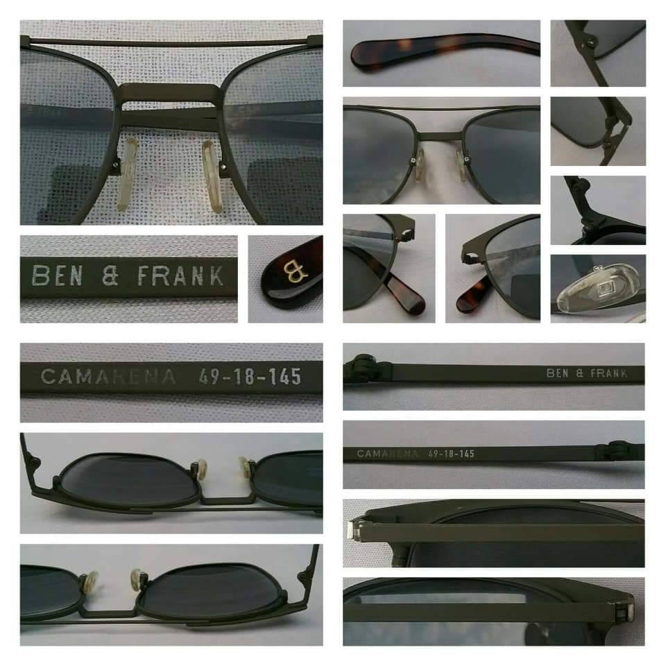 แว่นตาลาตินอเมริกาแฮนด์เมด ทศวรรษ 2010s 'เบน แอนด์ แฟรงค์' โมเดล 'สี่เหลี่ยม นักบิน คลาสสิค' กรอบโลหะคาน 2 ชั้น 'สีเขียวทหารอเมริกัน' (American Military Green) สภาพเทพ/เก่าเก็บ/งามกริ๊บ เลนส์กระจกคริสตัลหายาก 'สีเทาท้องฟ้า' Authentic BEN & FRANK handmade in the 2010s in Mexico City, Mexico