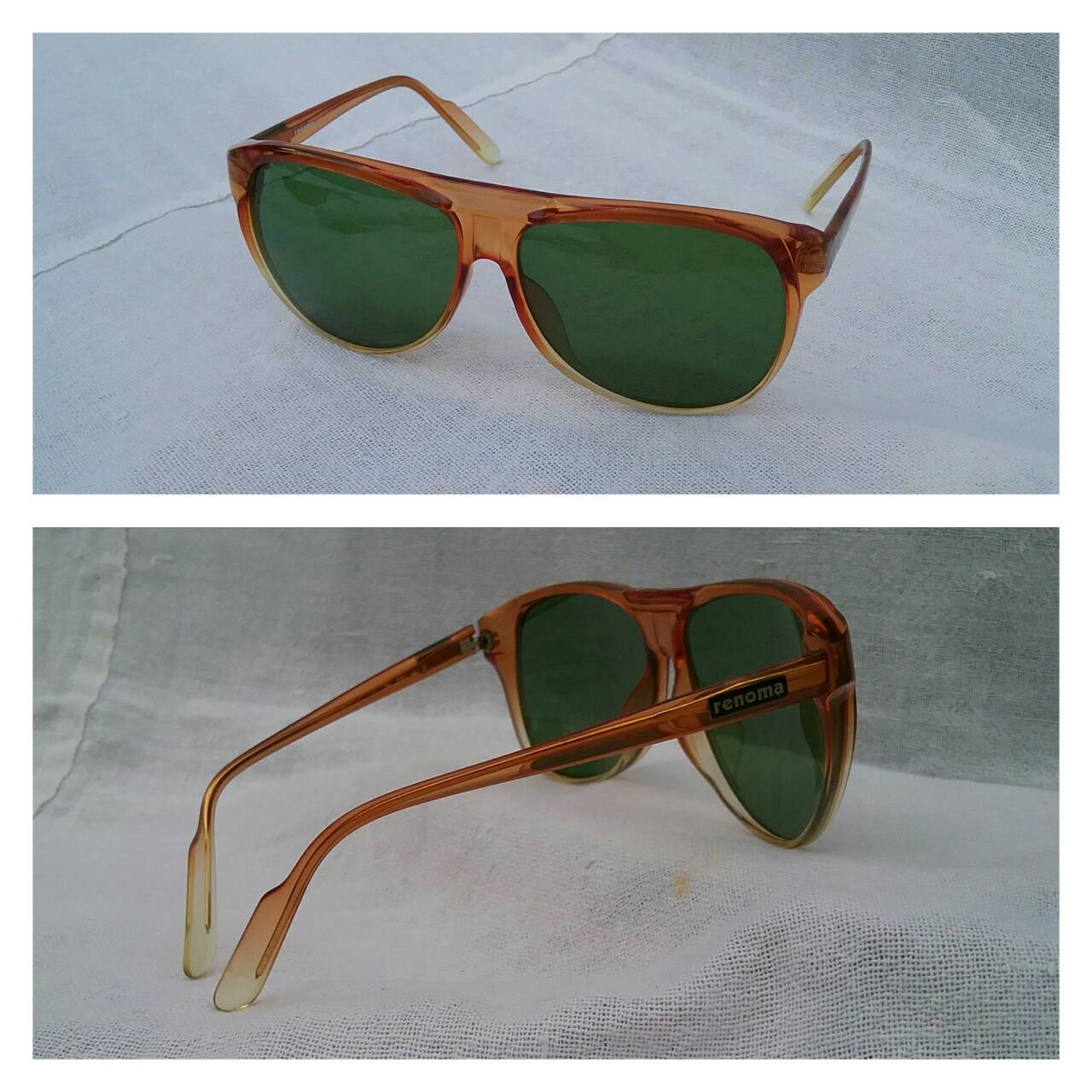 แว่นตาสายพันธุ์ปาริเซียนทศวรรษ 1980's  โมเดลอะซีเทตในดวงใจของ เอลวิส เพรสลีย์, บรูซ ลี, โรเบิร์ต เดอ นีโร, จอห์นนี เดปป์  เลนส์กระจกคริสตัล 'สีเขียวธรรมชาติ'  ราคาพิเศษ !  Vintage RENOMA PARIS handmade in the 1980's in Japan