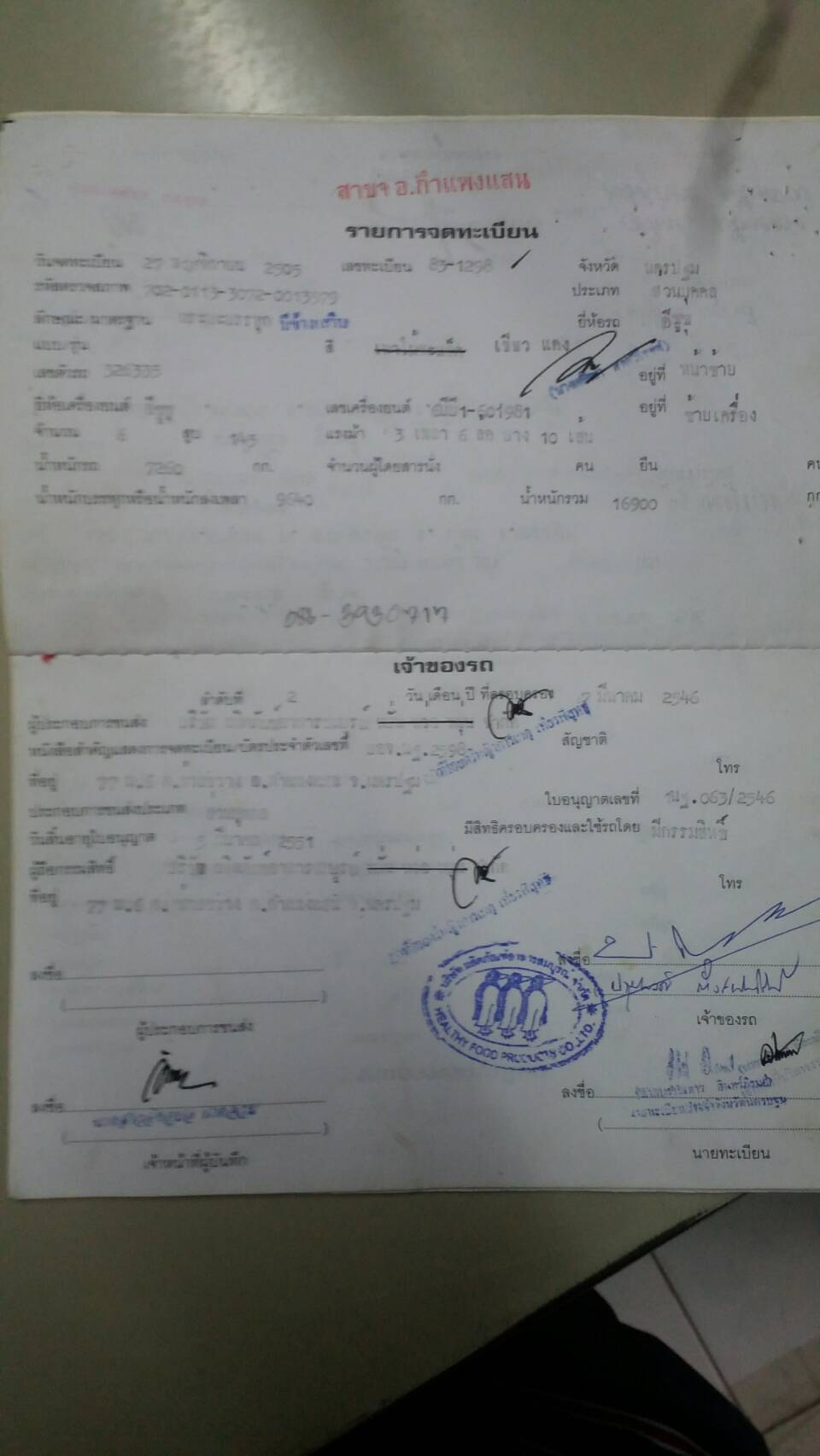 เล่ม ทะเบียนคัสชีหัวยาว เอกสารแจ้งจอด 16000 บาท 0816278866