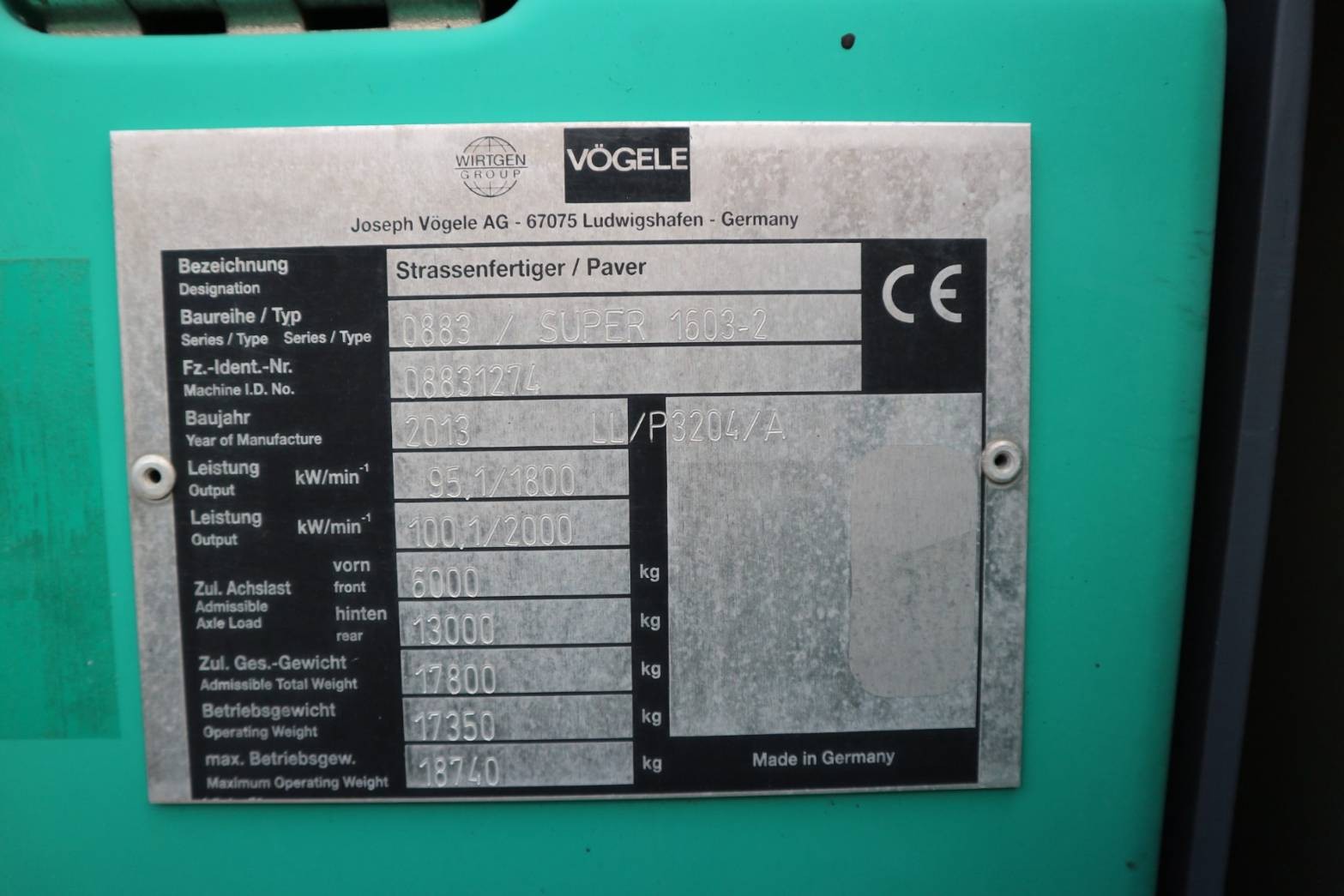 รถปูยาง Vogele S1603-2 ปี2013 นำเข้ายี่ปุ่น