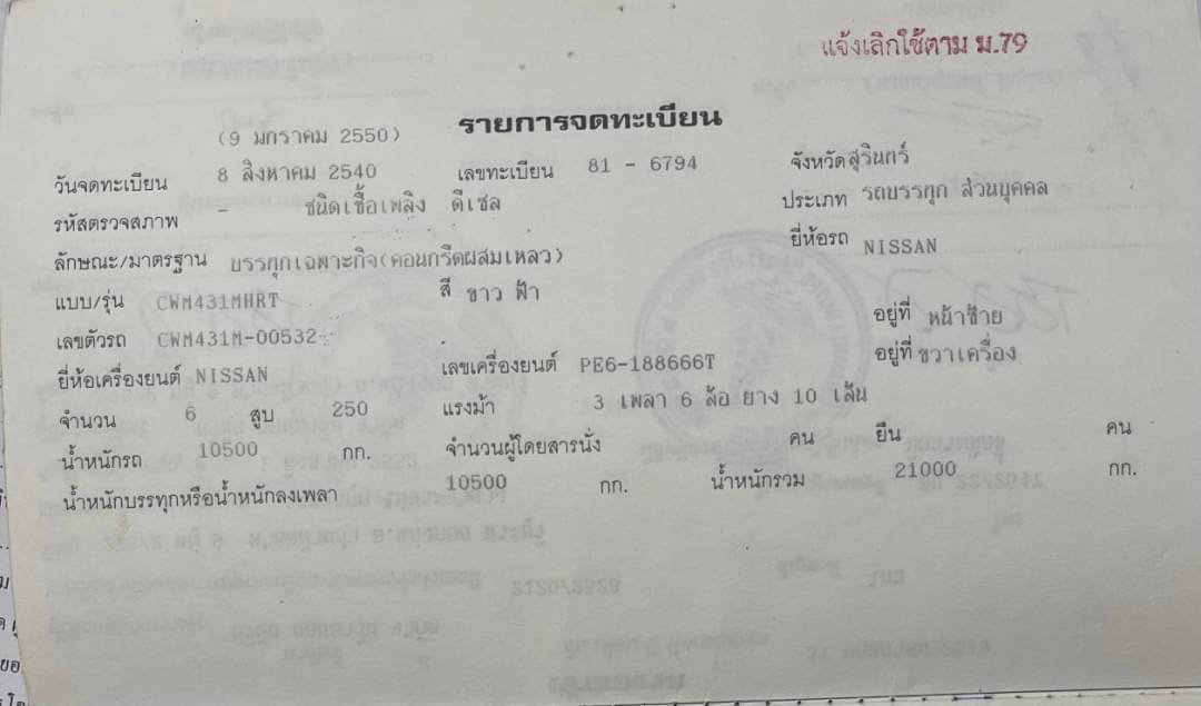 ขาย 595,000 รถโม่ 6 คิว Nissan 