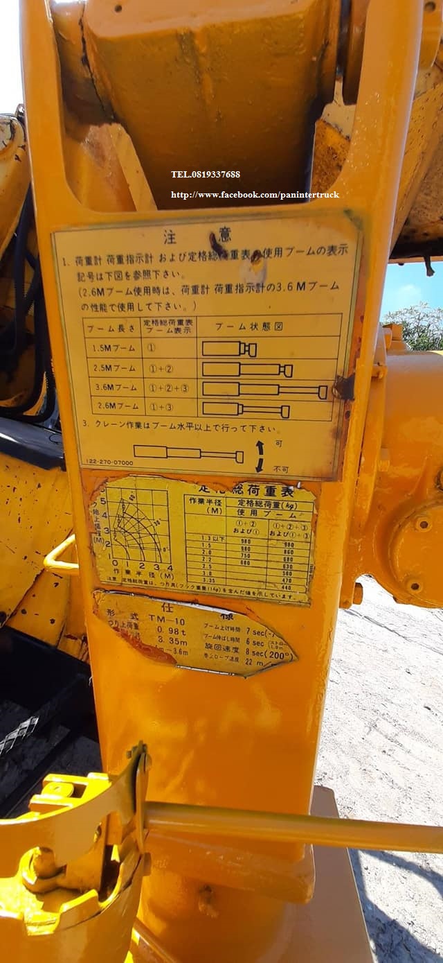  FROM JAPAN !!เครนติดหลังรถบรรทุก(TRUCK MOUNTED CRANE TADANO TM 10) ทาดาโน่ ขนาด 1ตัน /3ปลอก2ชัก มีต