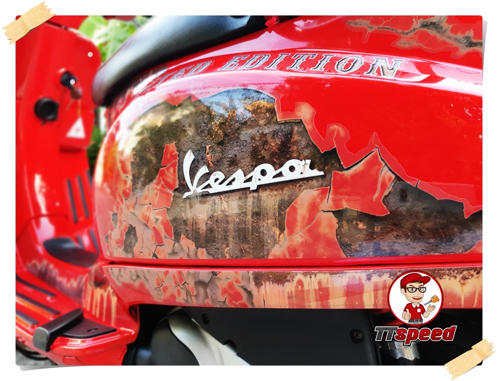 ขาย Vespa S125IE แต่งสติ๊กเกอร์ลายสนิม เทห์ไม่เหมือนใครเล่มพร้อม