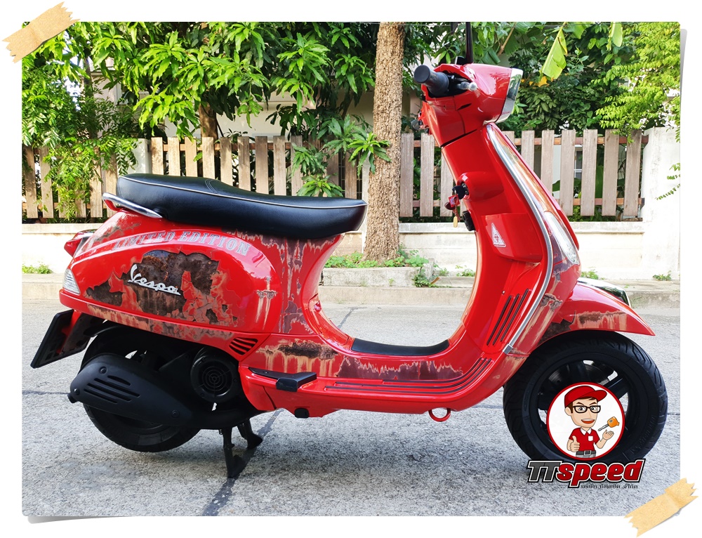ขาย Vespa S125IE แต่งสติ๊กเกอร์ลายสนิม เทห์ไม่เหมือนใครเล่มพร้อม