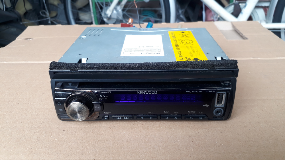 เครื่องเล่น KENWOOD CD MP3 USB AUX FM ติดรถยนต์ ขนาด1ดิน รุ่นU363 มือสองจากญี่ปุ่น