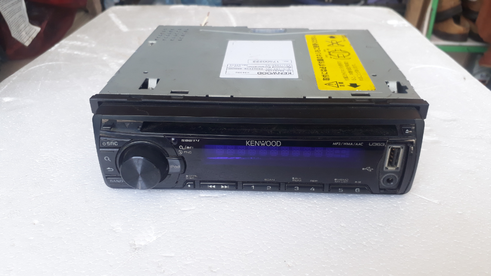 เครื่องเล่น KENWOOD CD MP3 USB AUX ติดรถยนต์ ขนาด1ดิน รุ่นU363RU มือสองจากญี่ปุ่น